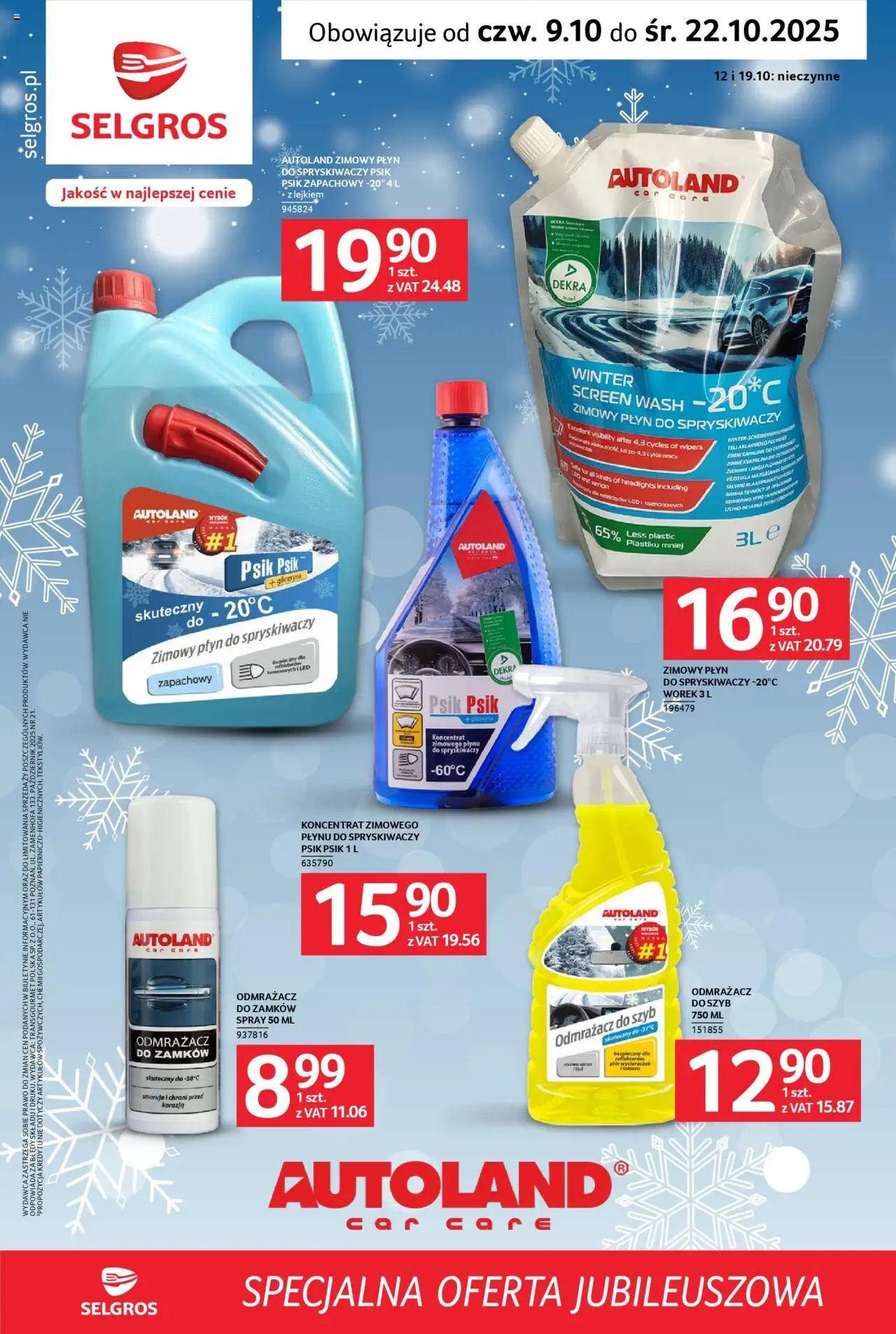 Selgros cash&carry Gazetka - Specjalna oferta jubileuszowa od 09.10.2025 | Strona: 1 | Produkty: Płyn do spryskiwaczy