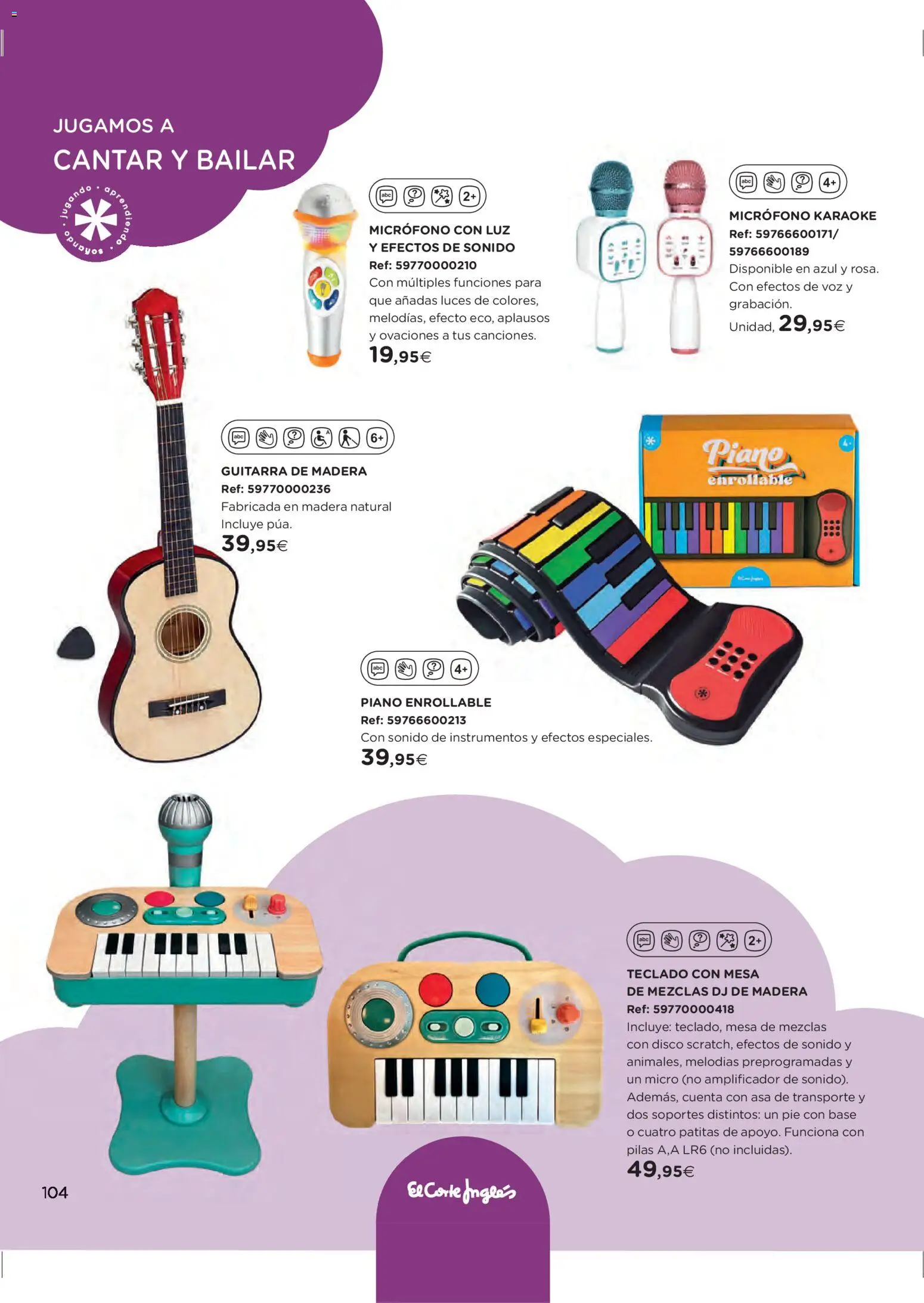 El Corte Inglés ofertas │ válido desde el 27.10.2025 | Página: 104 | Productos: Teclado, Disco, Micrófono, Mesa