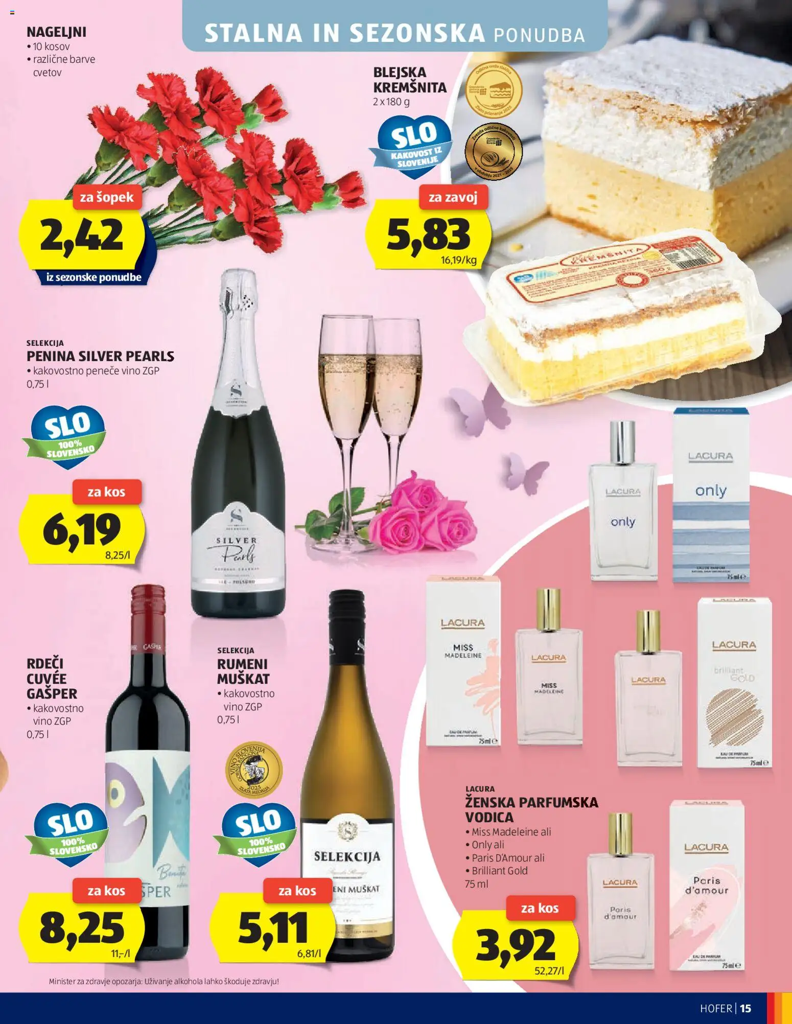 Novi Hofer katalog ponudbe – veljaven od 04.03.2026 | Stran: 15 | Izdelki: Parfumska vodica, Šopek, Kos, Penina
