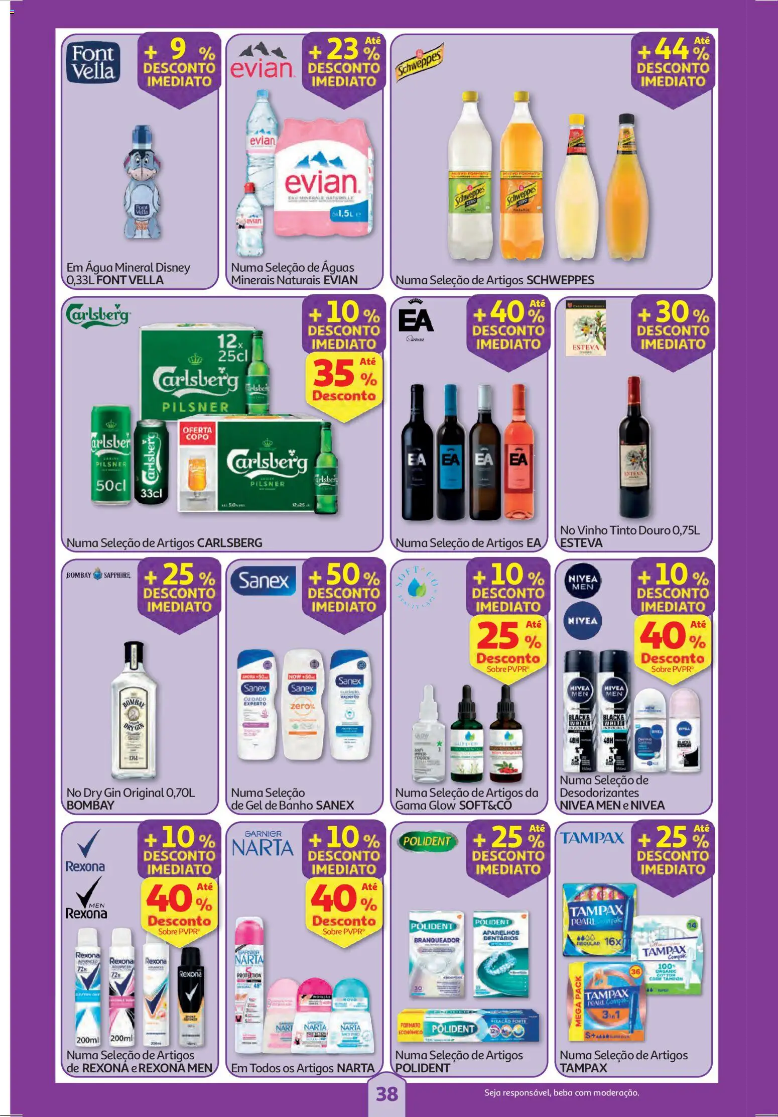 Auchan folheto │ válido de 06.11.2025 | Página: 38 | Produtos: Agua, Gel de banho, Gin, Vinho tinto