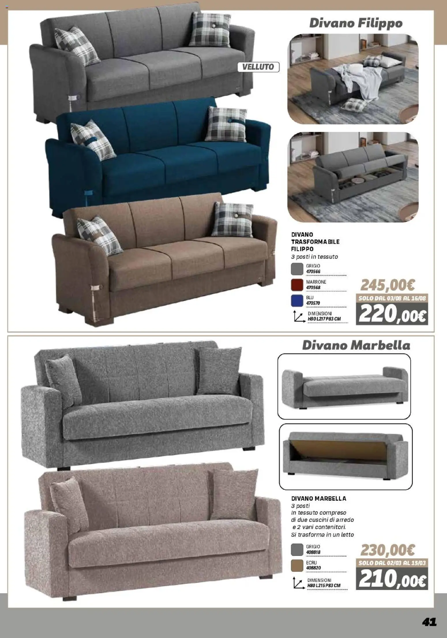 Volantino Orizzonte del 16.01.2026 | Pagina: 41 | Prodotti: Letto, Divano