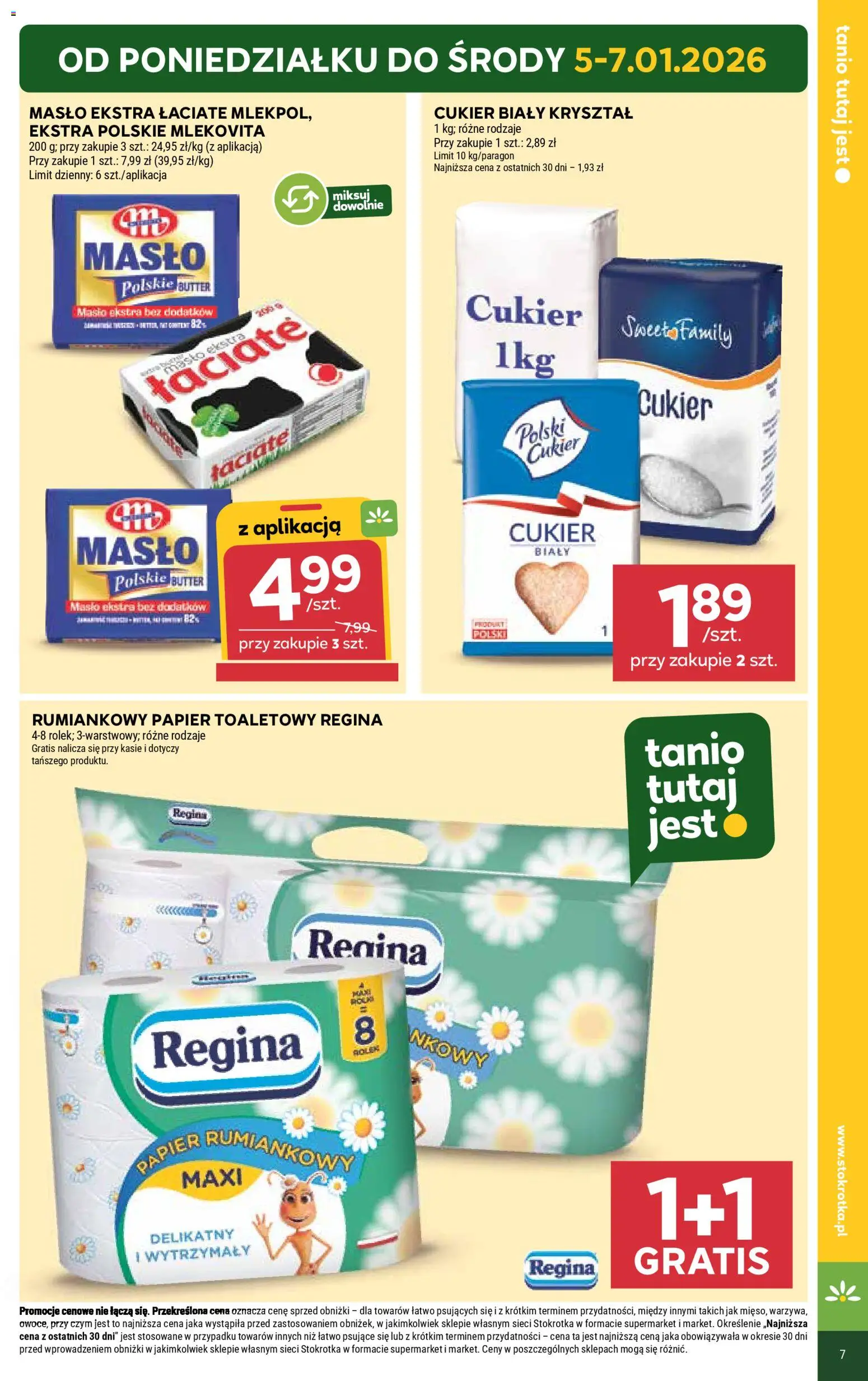 Stokrotka Gazetka - Supermarket od 05.01.2026 | Strona: 7 | Produkty: Stokrotka, Cukier biały, Masło, Cukier
