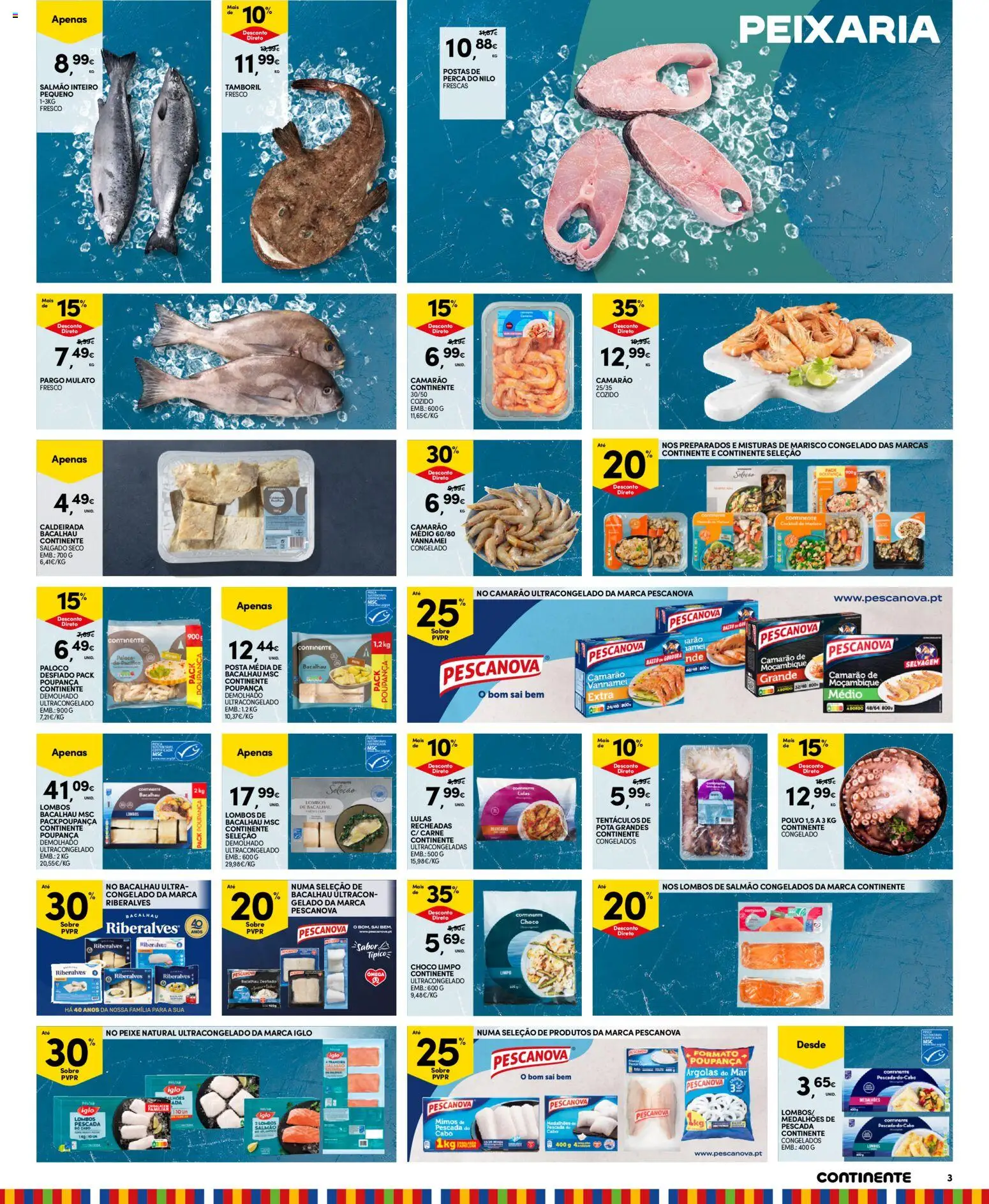 Continente - Madeira Folheto Semanal │ válido de 24.02.2026 | Página: 3 | Produtos: Bacalhau, Pescada, Lulas, Carne