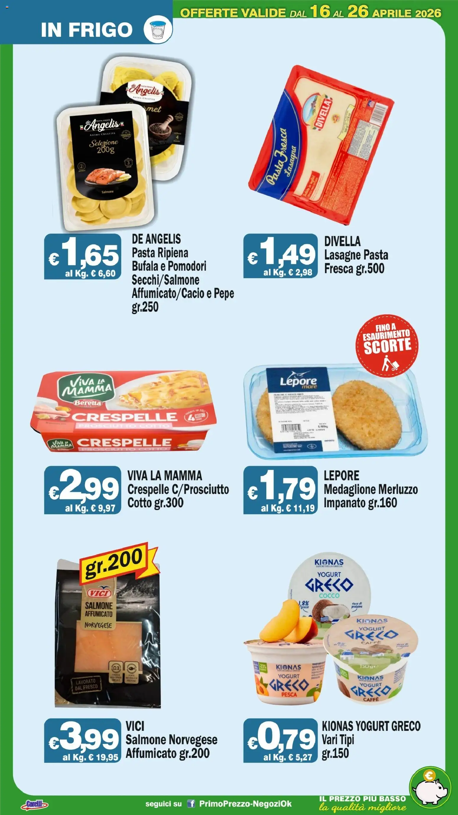 Volantino Primo Prezzo del 16.04.2026 | Pagina: 46 | Prodotti: Pomodori, Lasagna, Pesca, Cocco