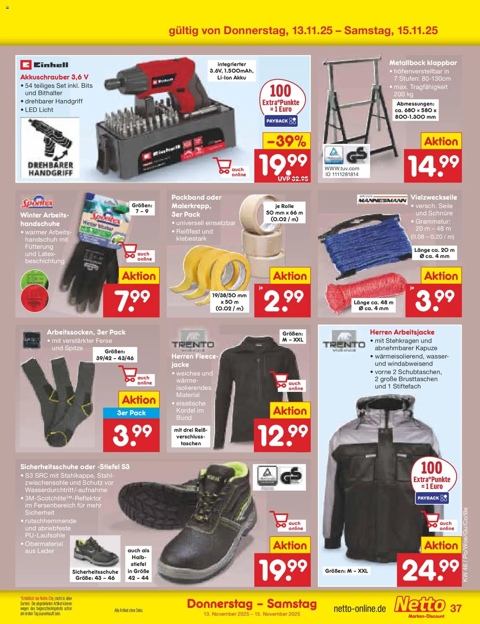 Netto Marken-Discount Prospekt 	 – gültig ab 10.11.2025 | Seite: 45 | Produkte: Wasser, Jacke, Stiefel, Handschuhe