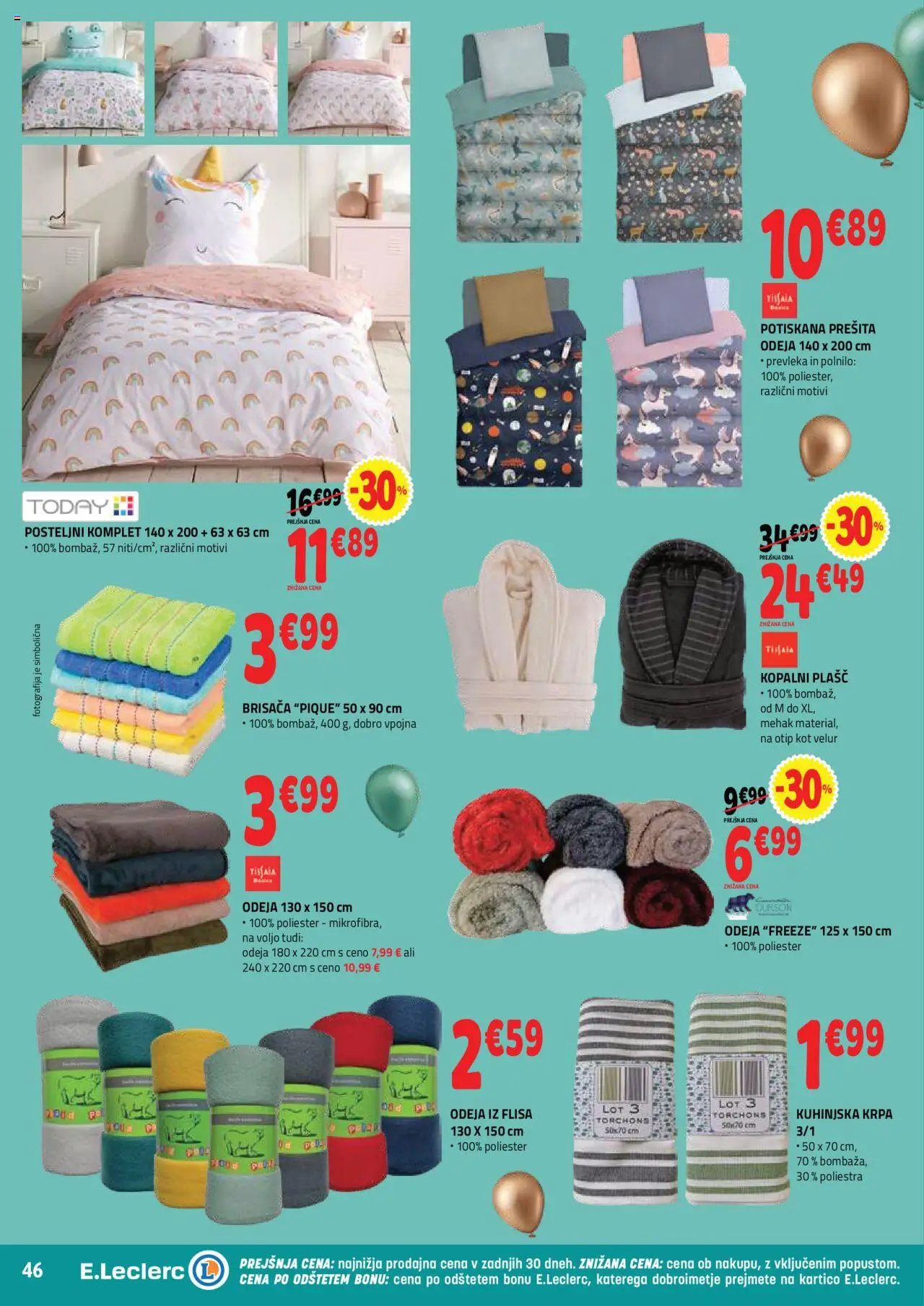 Novi E.leclerc katalog ponudbe – veljaven od 22.10.2025 | Stran: 6 | Izdelki: Brisača, Prešita odeja, Prevleka, Odeja