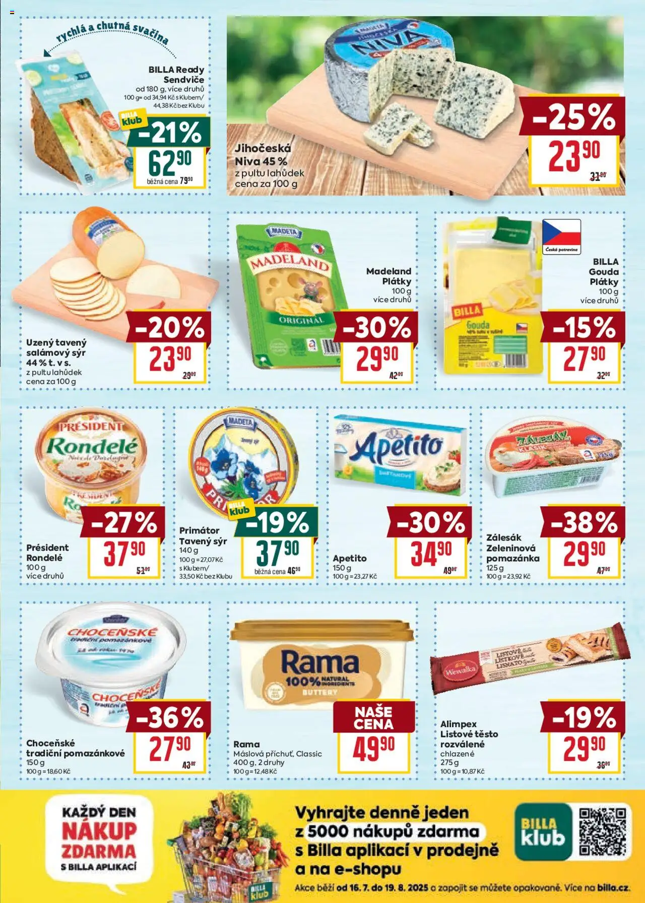 Billa Velký leták od 06.08.2025 | Strana: 13 | Produkty: Listové těsto, Rama, Pomazánka, Niva