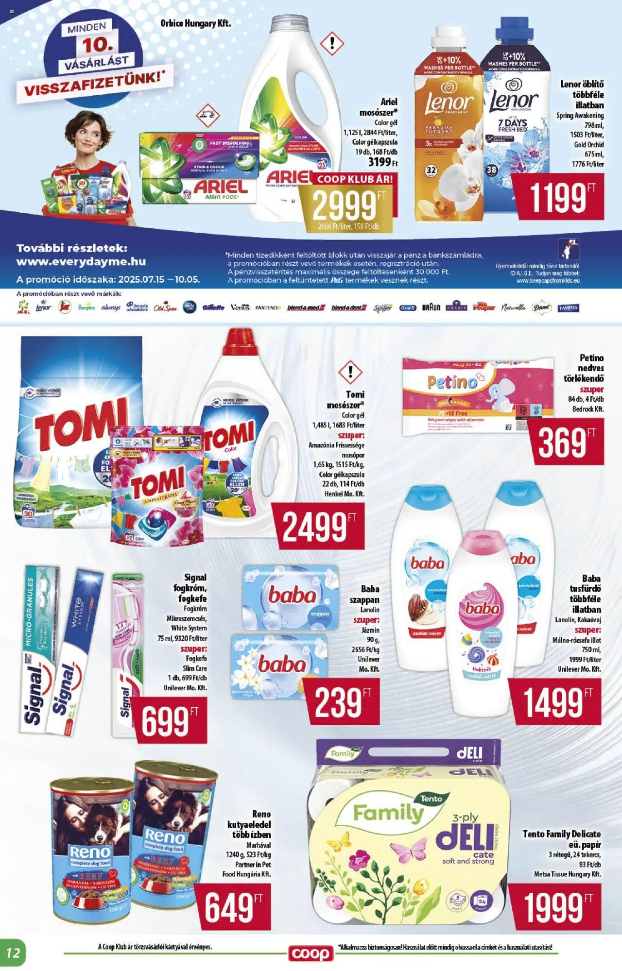 COOP akciós ujság - amely érvényes a következő dátumtól: 21.08.2025 | Oldal: 12 | Termékek: Ariel, Szappan, Fogkefe, Mosószer