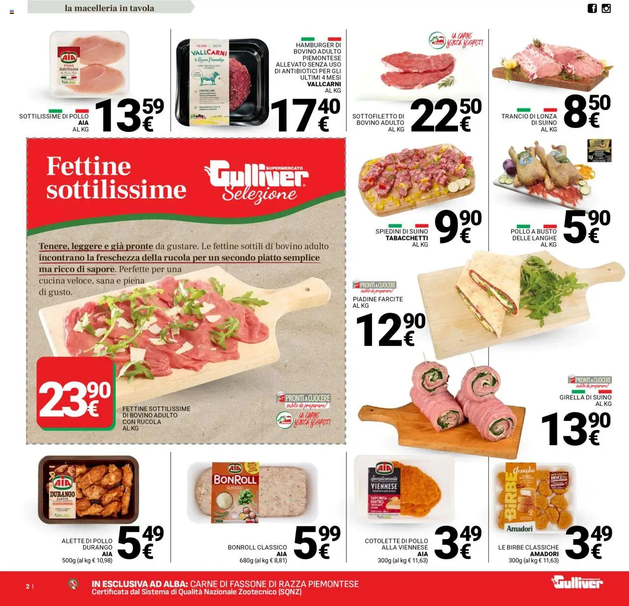 Volantino Gulliver del 19.08.2025 | Pagina: 2 | Prodotti: Bovino, Rucola, Hamburger, Spiedini