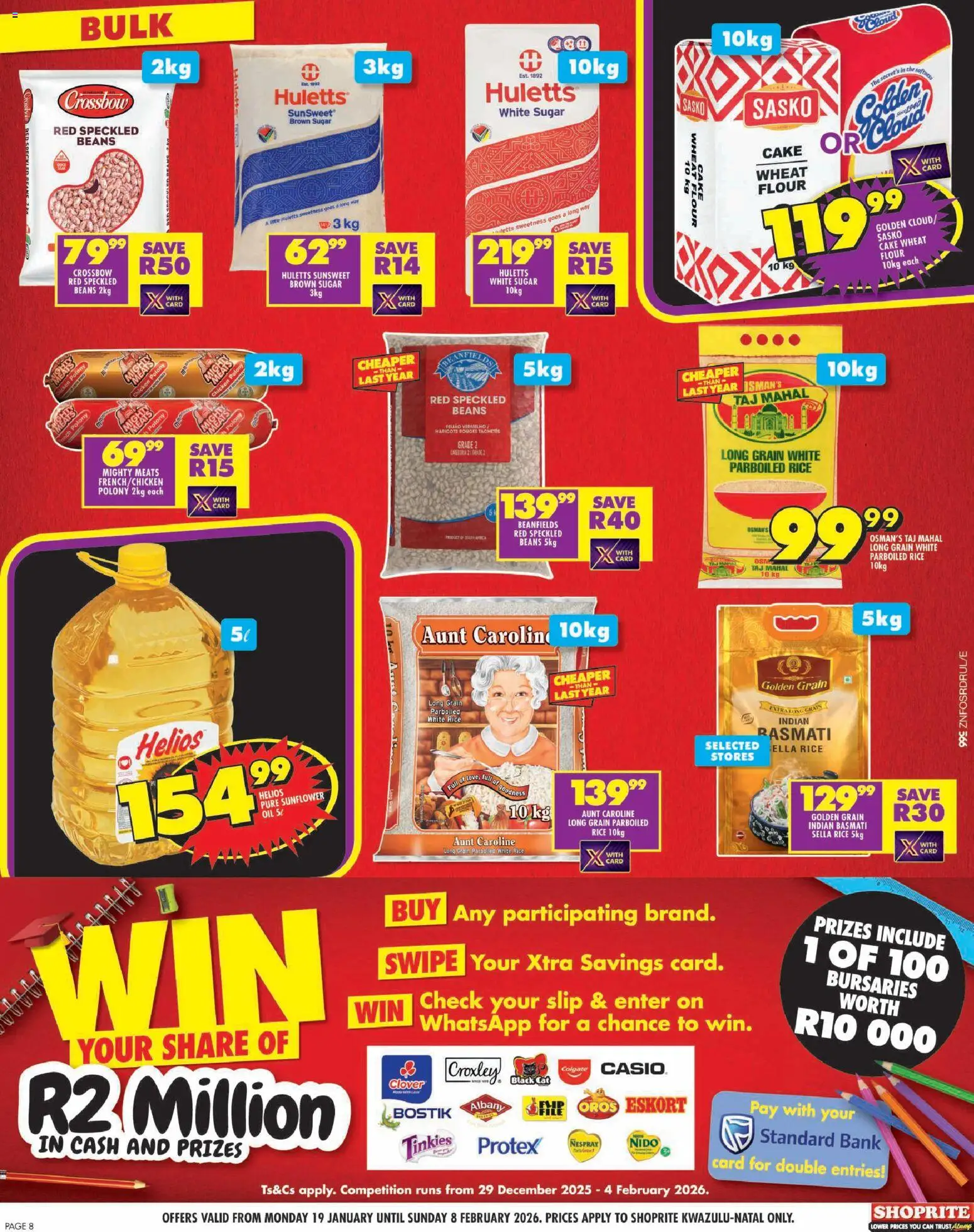 New Shoprite catalogue – valid from 19.01.2026 | Page: 8 | Products: Cake, Beans, Sofa, Chicken