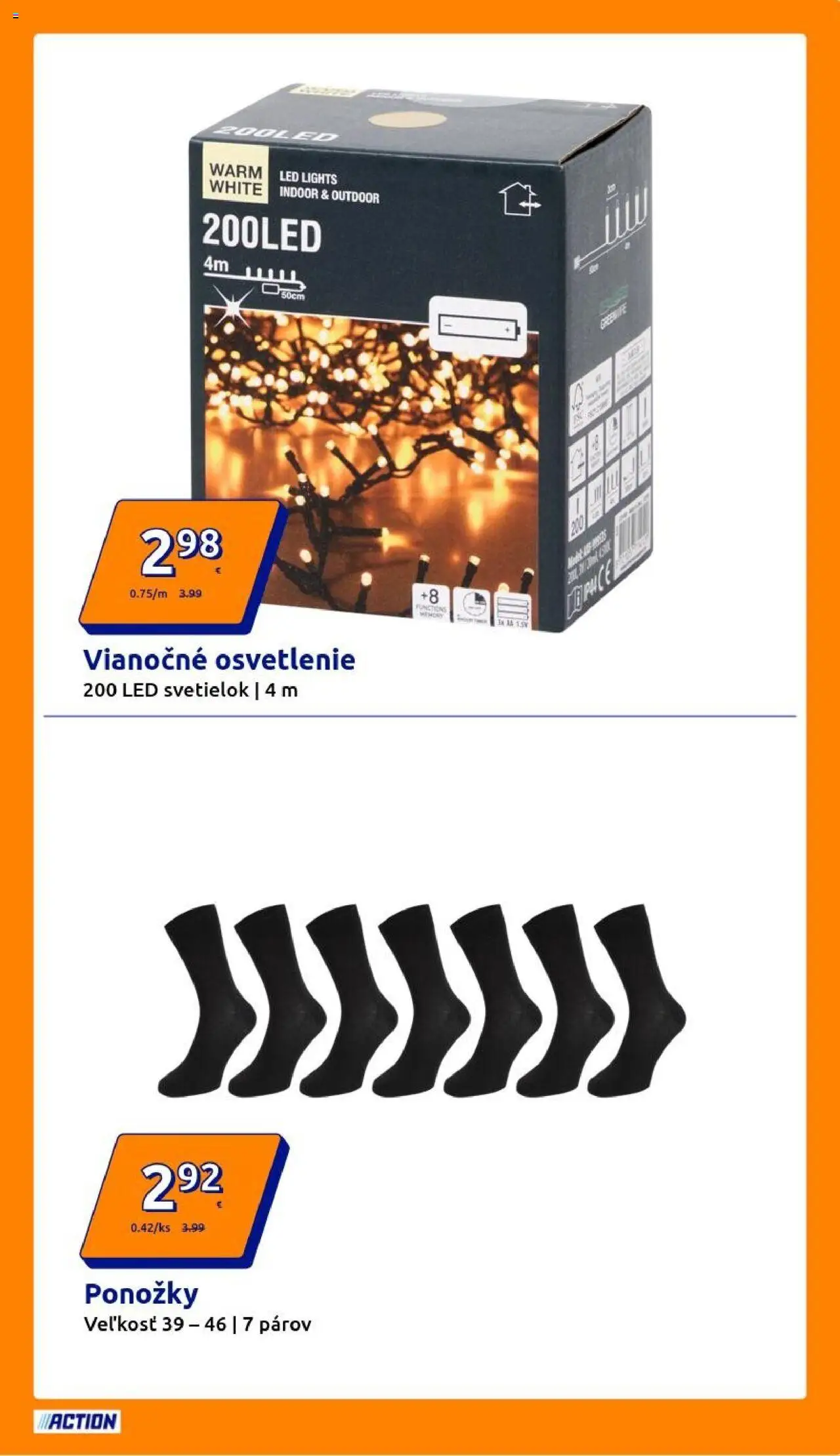 Nové Action akcie – leták je platný od 15.10.2025 | Strana: 7 | Produkty: Osvetlenie, Led, Ponožky