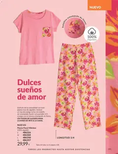 Vista previa Pijama Floral Hibisbus, Pink cotton pajamas including a short-sleeved top with a floral print pocket and 3/4 pants with the same floral print. válido desde el 01.02.2026 | Página: 151 | Productos: Pijama