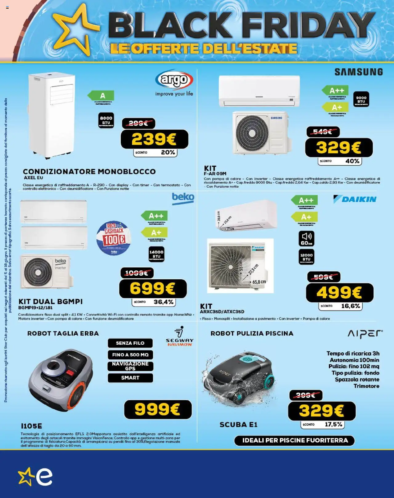 Volantino Euronics del 05.06.2025 | Pagina: 22 | Prodotti: Spazzola, Deumidificatore, Robot, Condizionatore