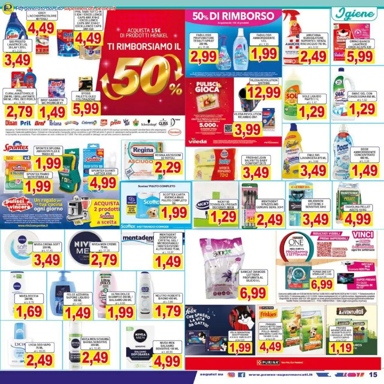 Volantino Pewex del 17.10.2025 | Pagina: 15 | Prodotti: Spugna, Dentifricio, Nuggets, Doccia