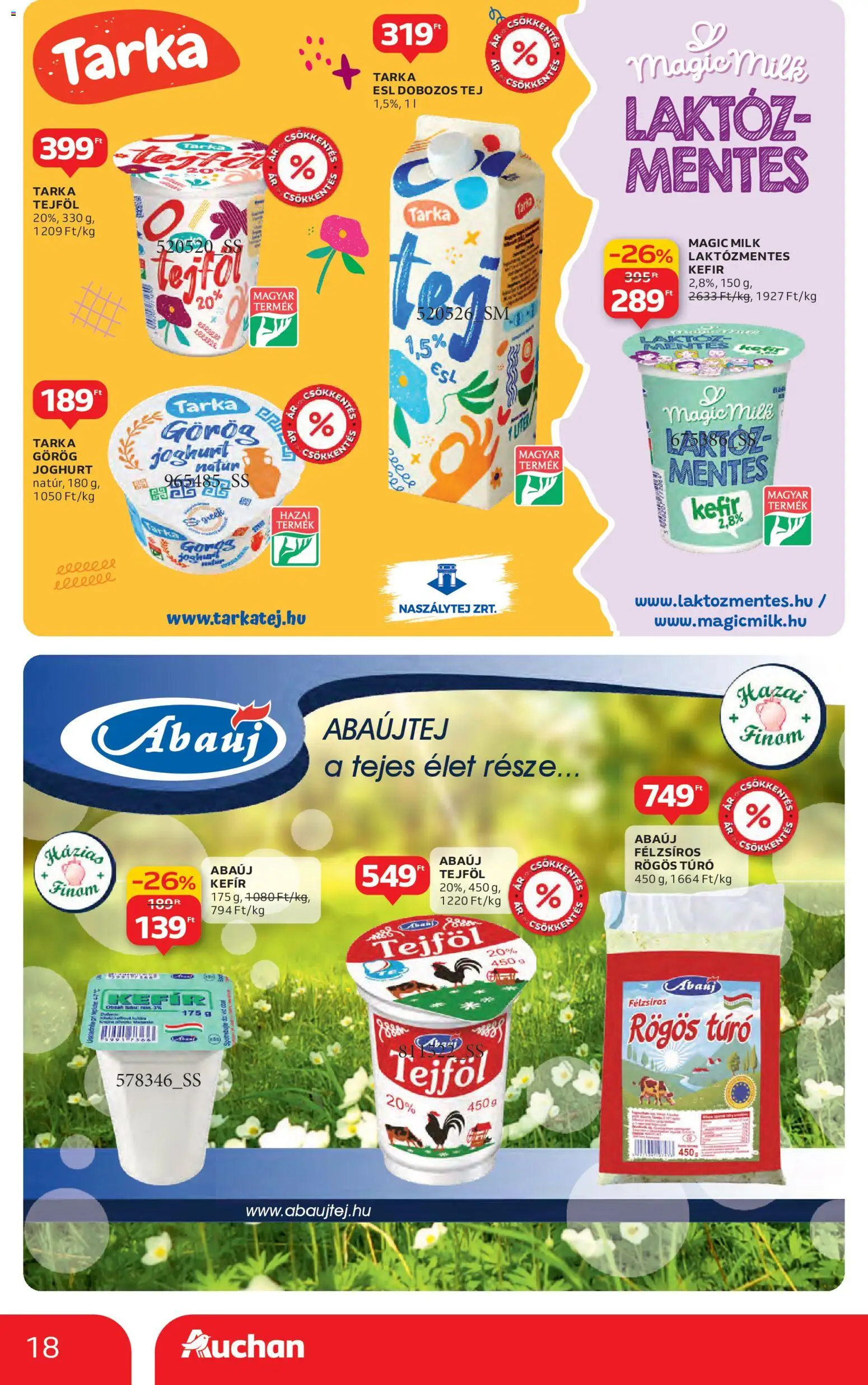Auchan akciós ujság - amely érvényes a következő dátumtól: 27.11.2025 | Oldal: 18 | Termékek: Kefir, Rögös túró, Joghurt, Túró