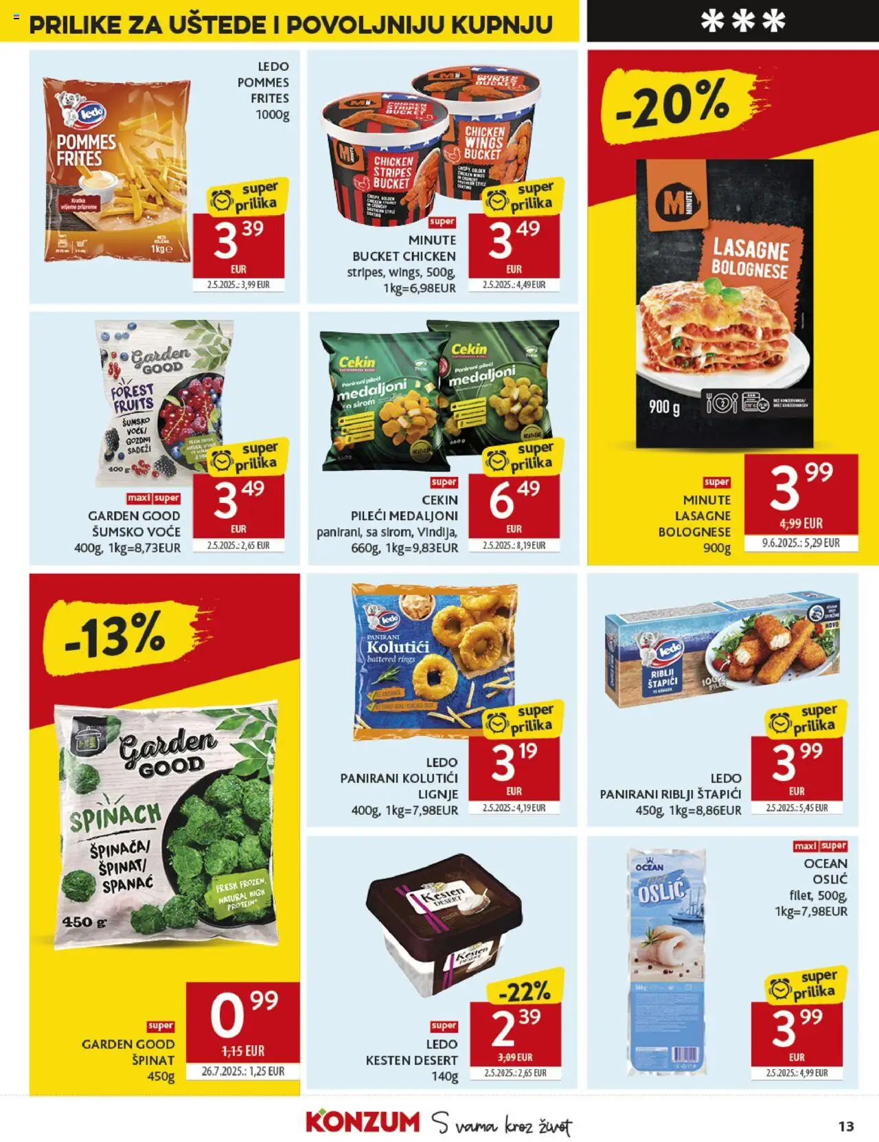 Konzum HR akciós ujság - amely érvényes a következő dátumtól: 08.10.2025 | Oldal: 13 | Termékek: Lasagne
