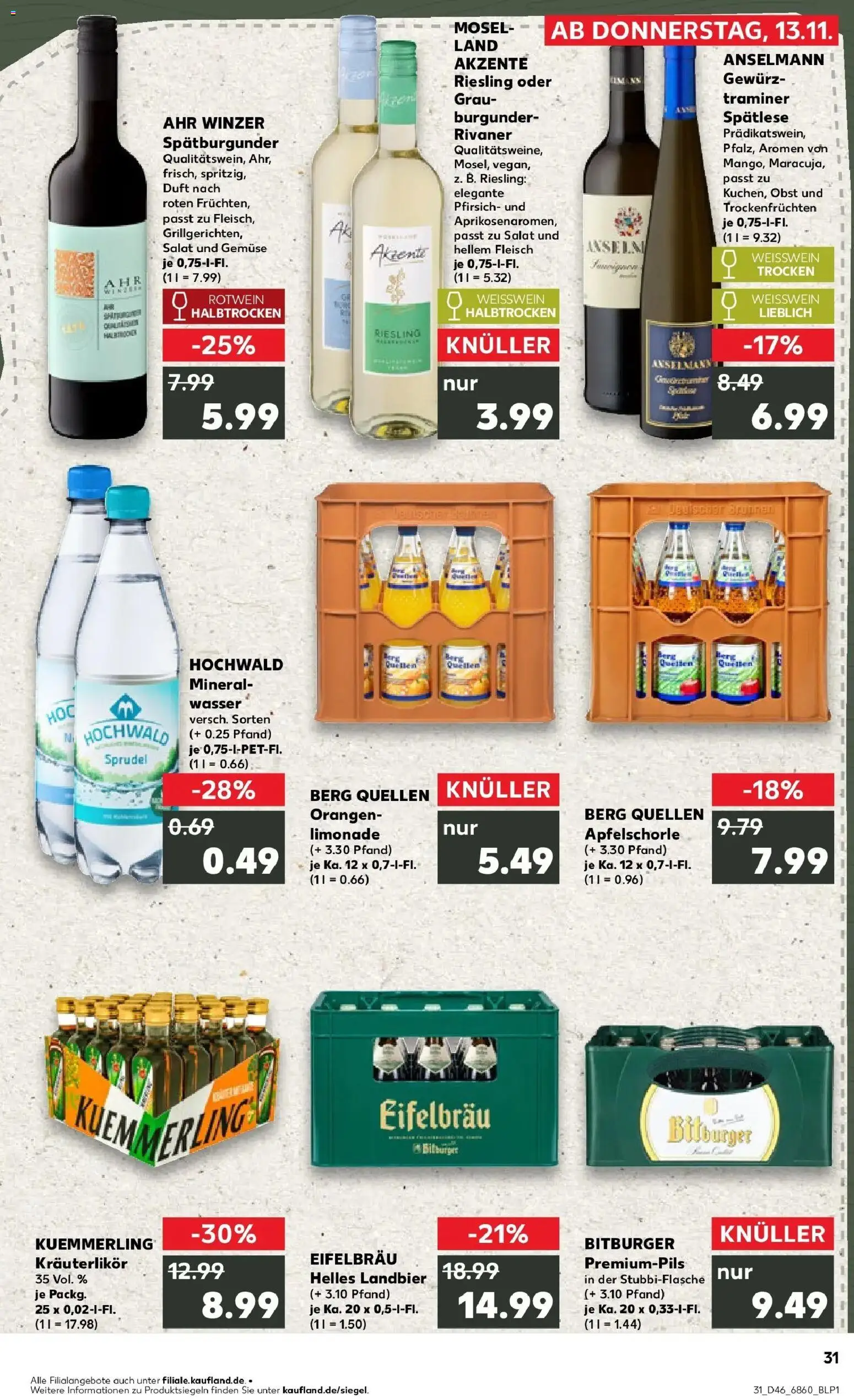 Kaufland prospekt Bad Kreuznach	 – gültig ab 17.11.2025 | Seite: 31 | Produkte: Limonade, Kuemmerling, Fleisch, Salat