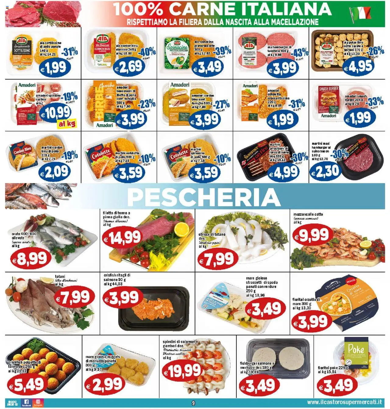 Volantino Il Castoro del 25.07.2025 | Pagina: 9 | Prodotti: Salmone, Tacchino, Spinaci, Hamburger