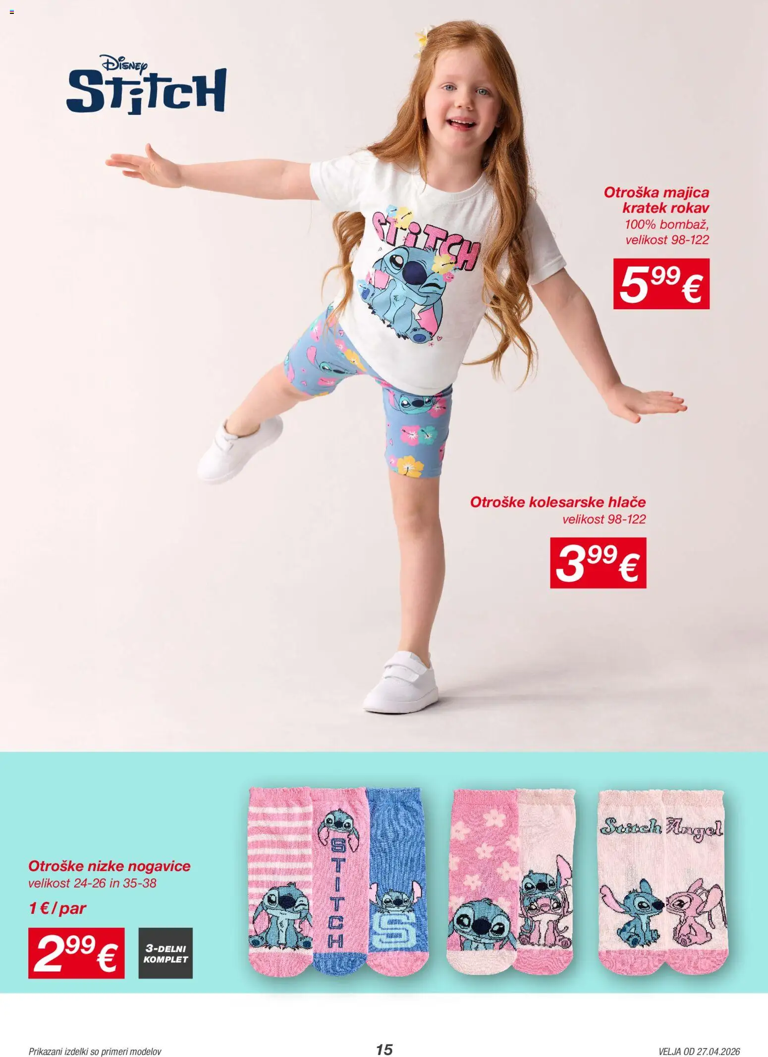 Novi Kik katalog ponudbe – veljaven od 27.04.2026 | Stran: 15 | Izdelki: Majica, Hlace, Nogavice