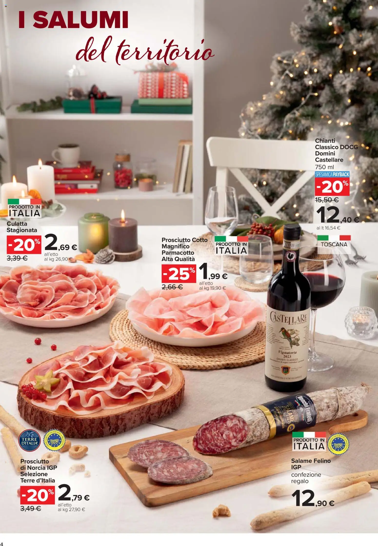 Volantino Carrefour del 27.11.2025 | Pagina: 4 | Prodotti: Prosciutto Cotto, Salame, Prosciutto