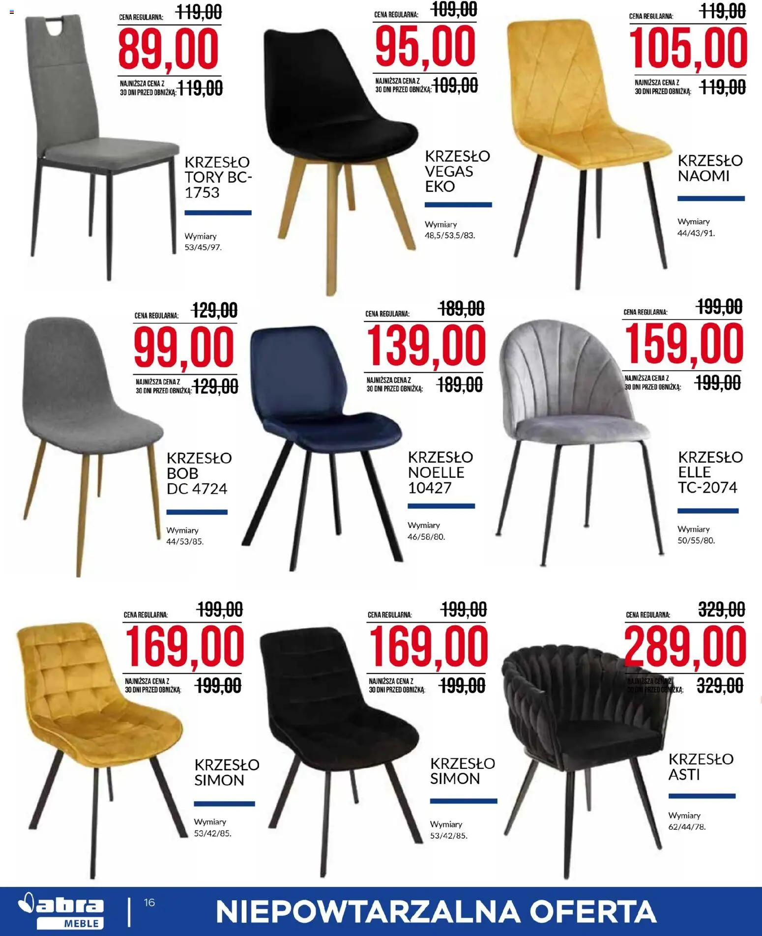 Abra meble Gazetka od 07.01.2026 | Strona: 16 | Produkty: Krzesło