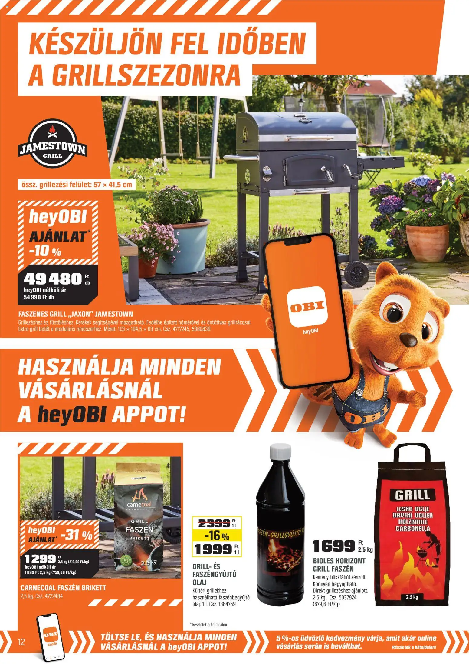 OBI akciós ujság - amely érvényes a következő dátumtól: 03.03.2026 | Oldal: 12 | Termékek: Grill, Olaj