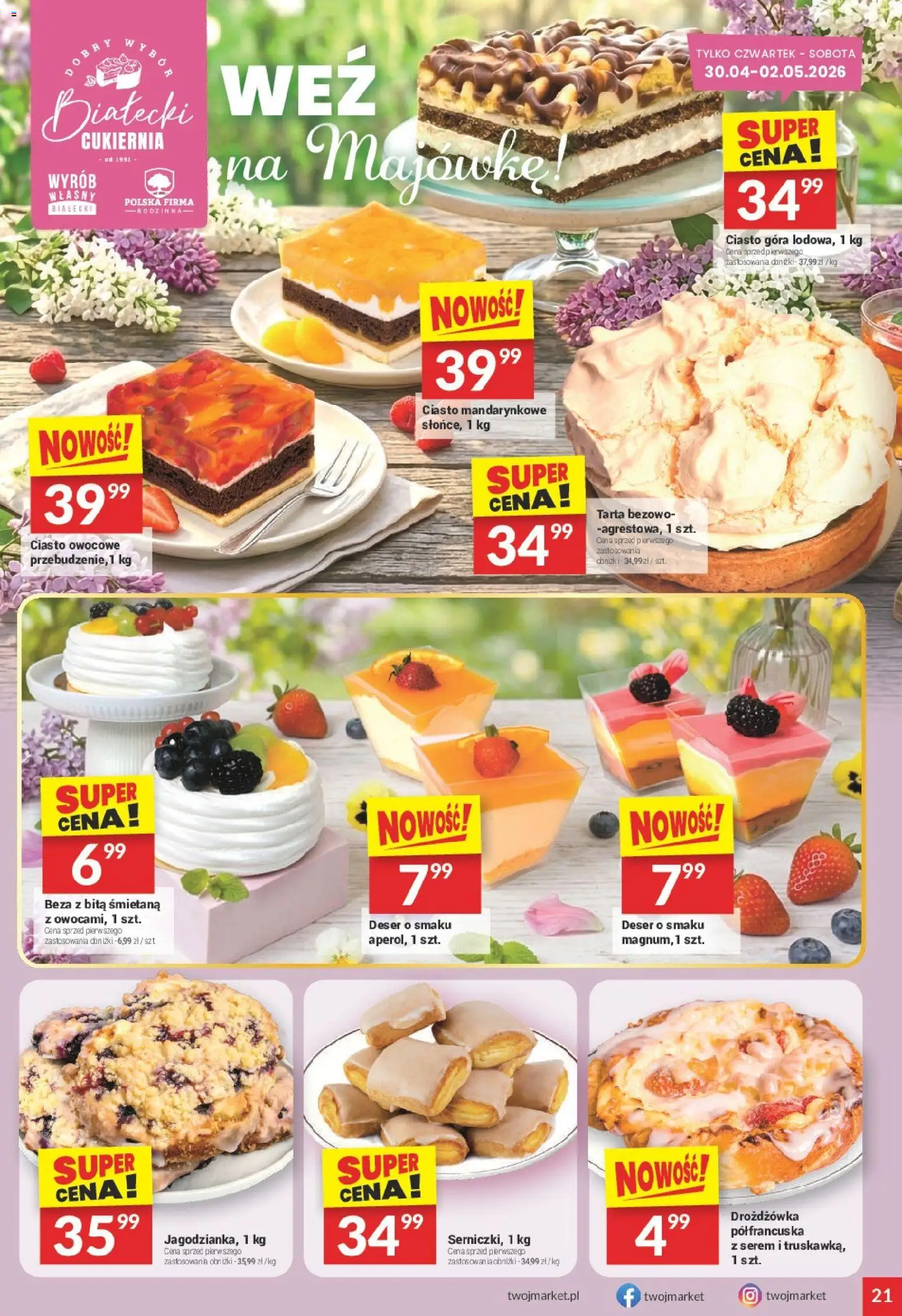 Twój Market gazetka od 28.04.2026 | Strona: 21 | Produkty: Ciasto, Śmietana