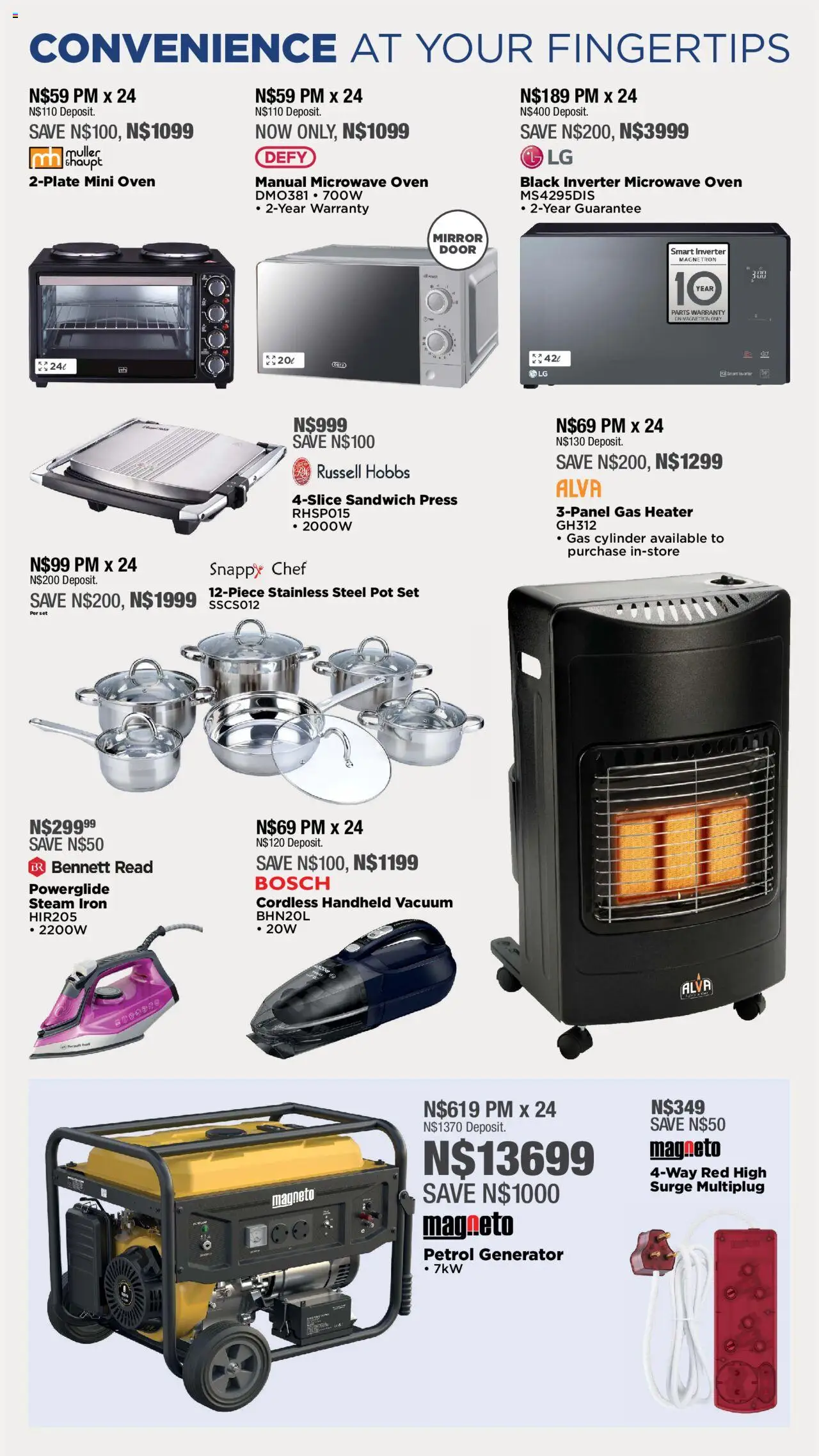 House and Home - Namibia Catalogue │ valid from 09.06.2025 | Page: 29 | Products: Oven, Iron, Generator, Heater