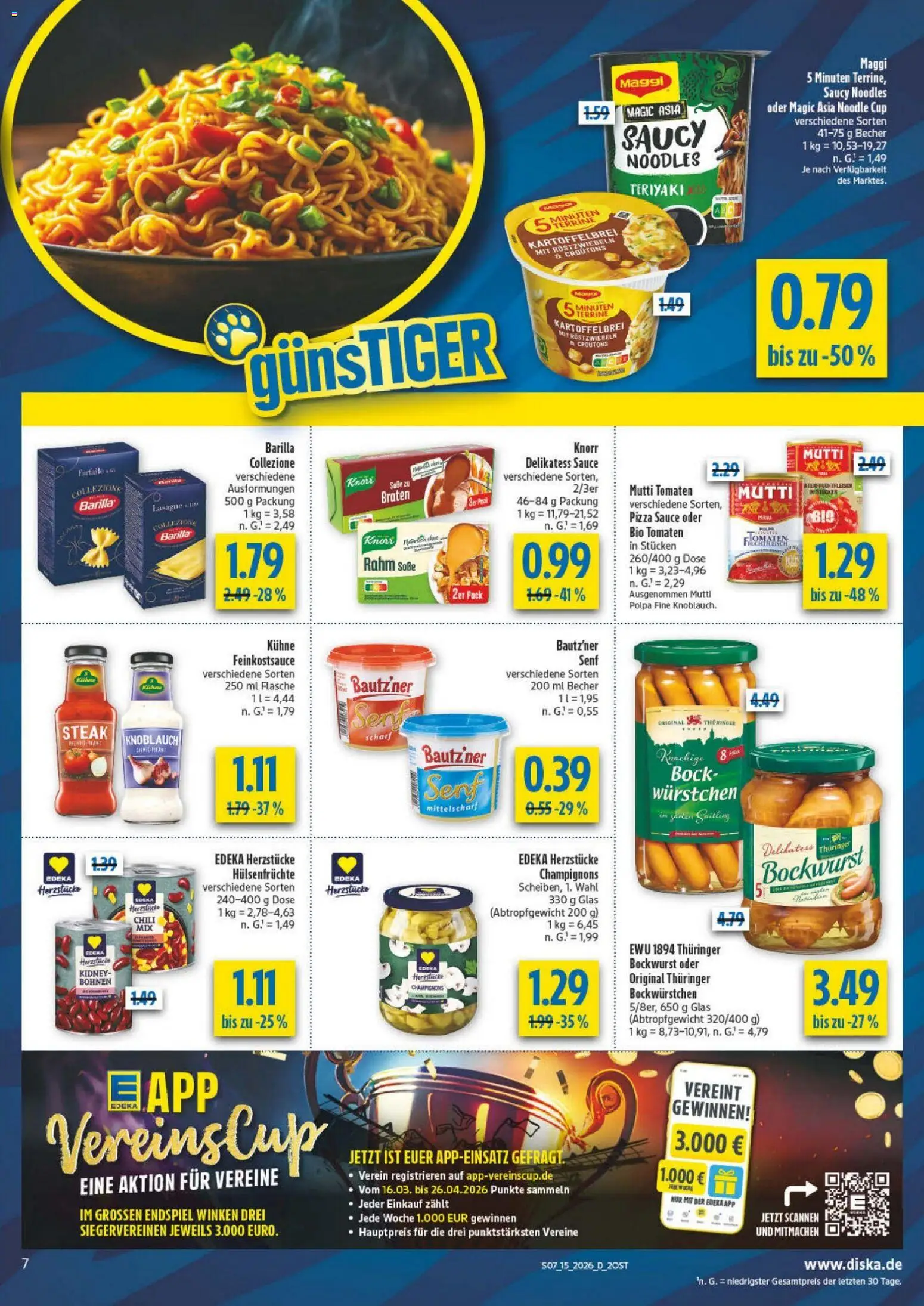 Diska - Diska Angebote Sachsen-Thüringen KW15 – gültig ab 07.04.2026 | Seite: 7 | Produkte: Bockwurst, Maggi, Knorr, Pizza