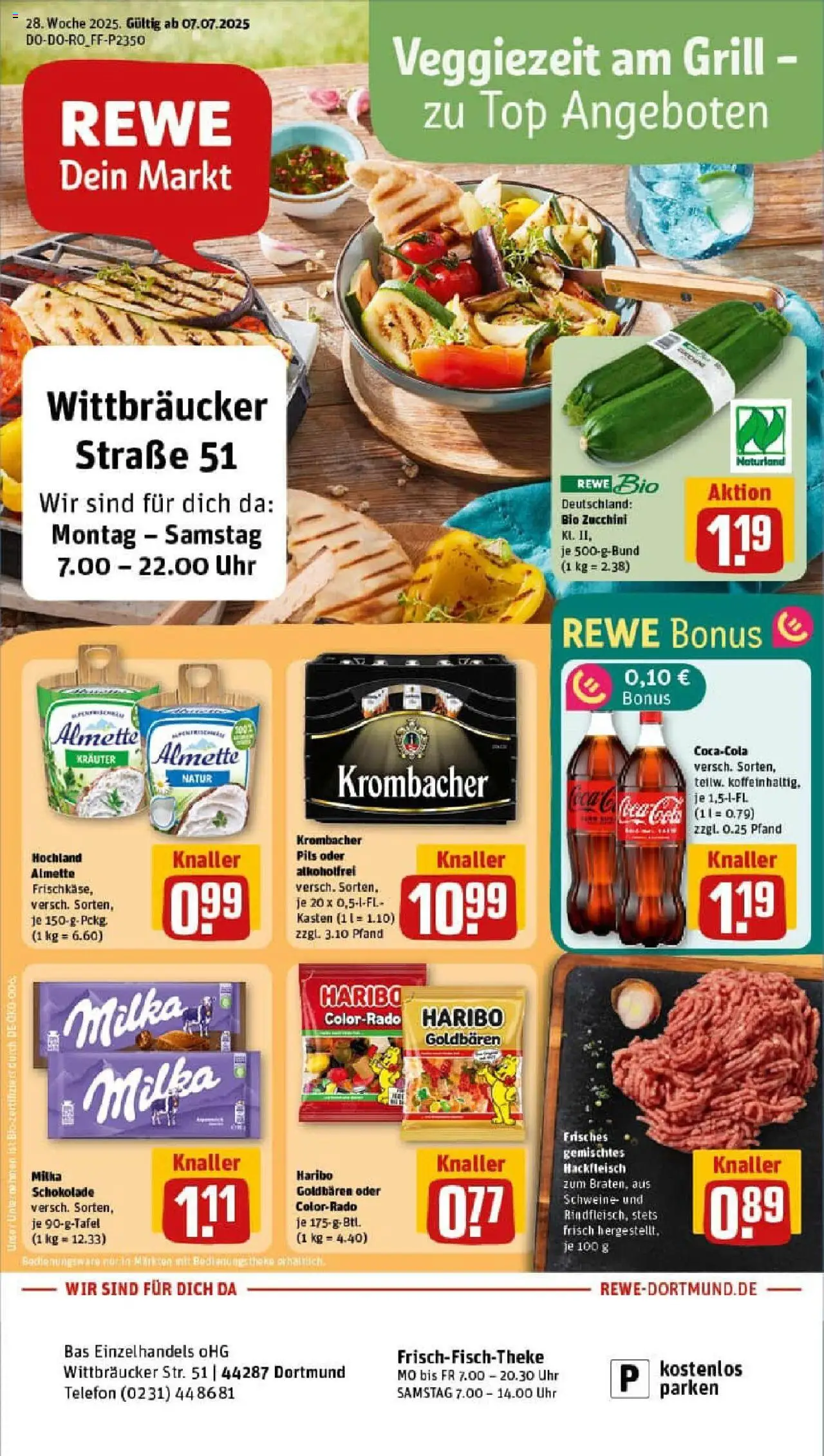 Rewe prospekt Dortmund	 - gültig ab dem 06.07.2025 | Seite: 1 | Produkte: Top, Almette, Krombacher, Hackfleisch