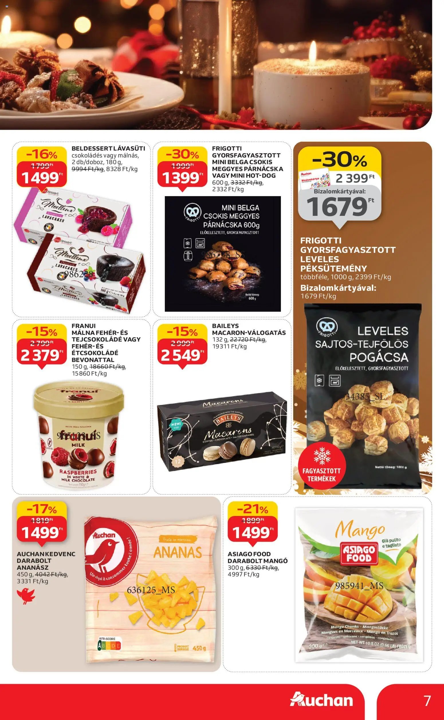 Auchan akciós ujság - amely érvényes a következő dátumtól: 20.11.2025 | Oldal: 7 | Termékek: Málna, Étcsokoládé, Tejcsokoládé, Mangó