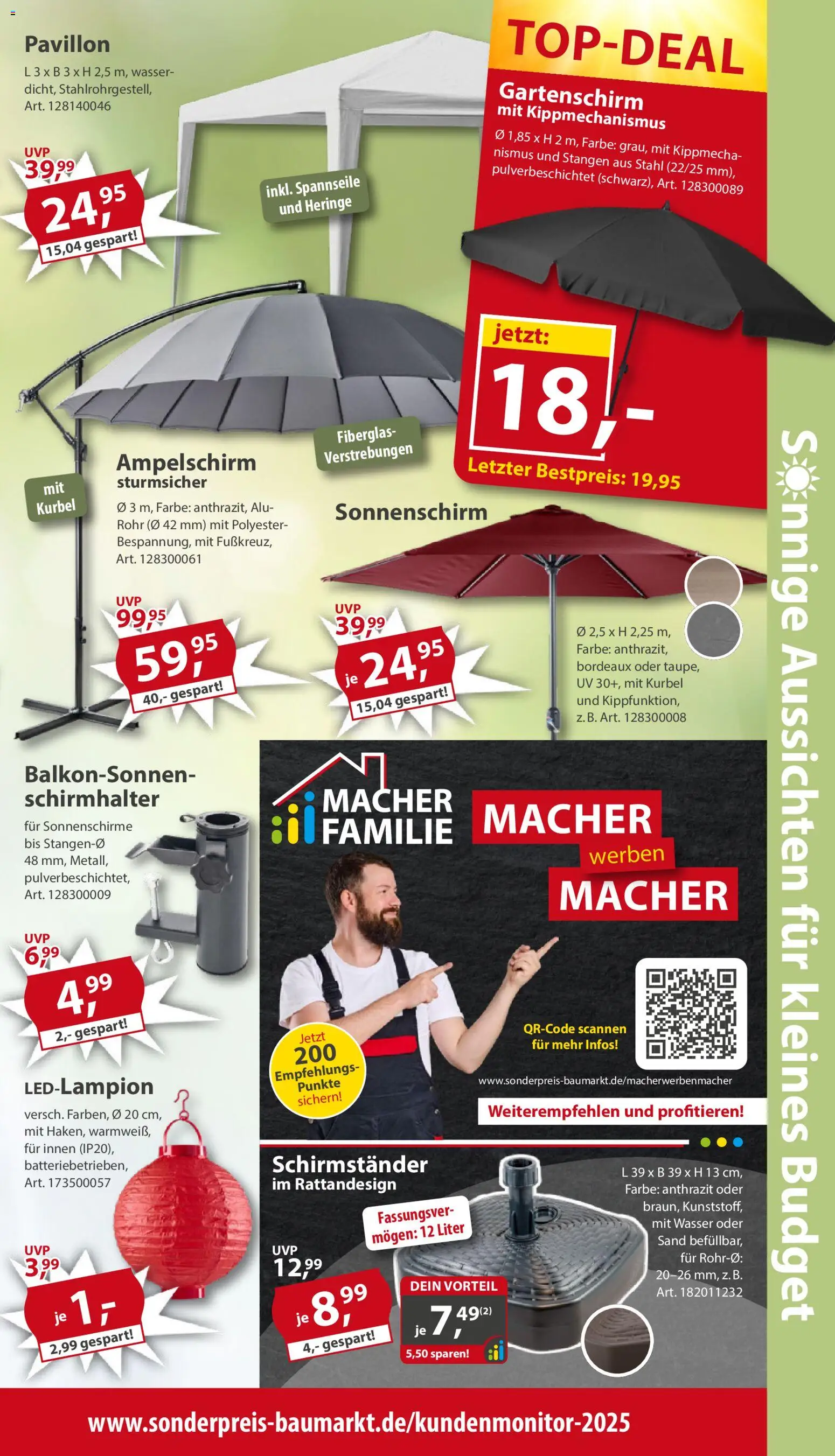 Sonderpreis Baumarkt Prospekt 	 – gültig ab 18.04.2026 | Seite: 11 | Produkte: Schirmständer, Wasser, Sonnenschirm