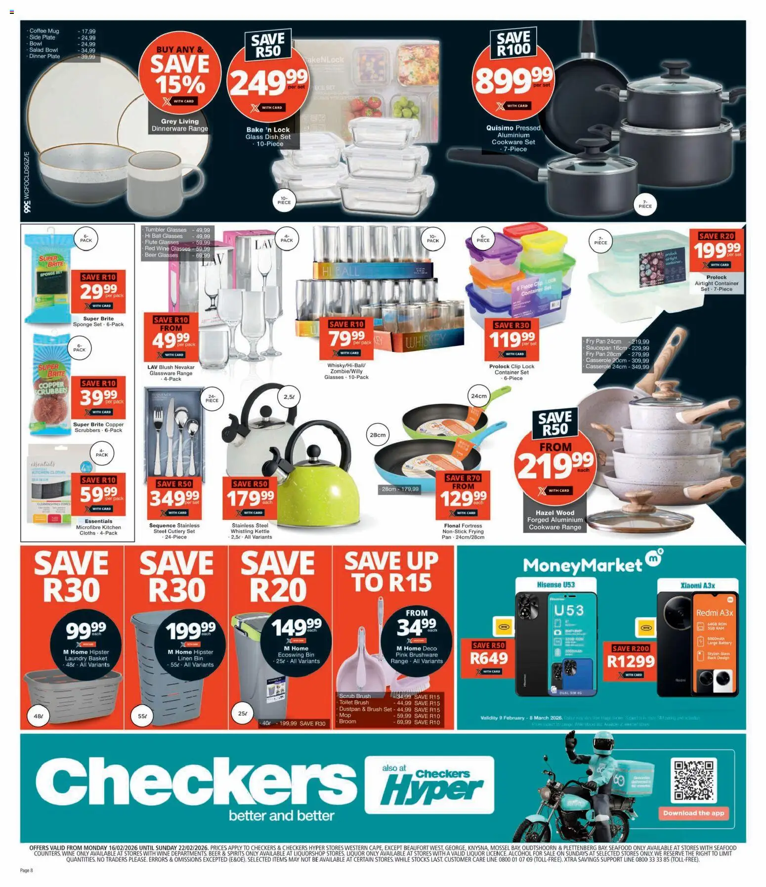 New Checkers catalogue – valid from 16.02.2026 | Page: 8 | Products: Kettle, Battery, Brush, Salad