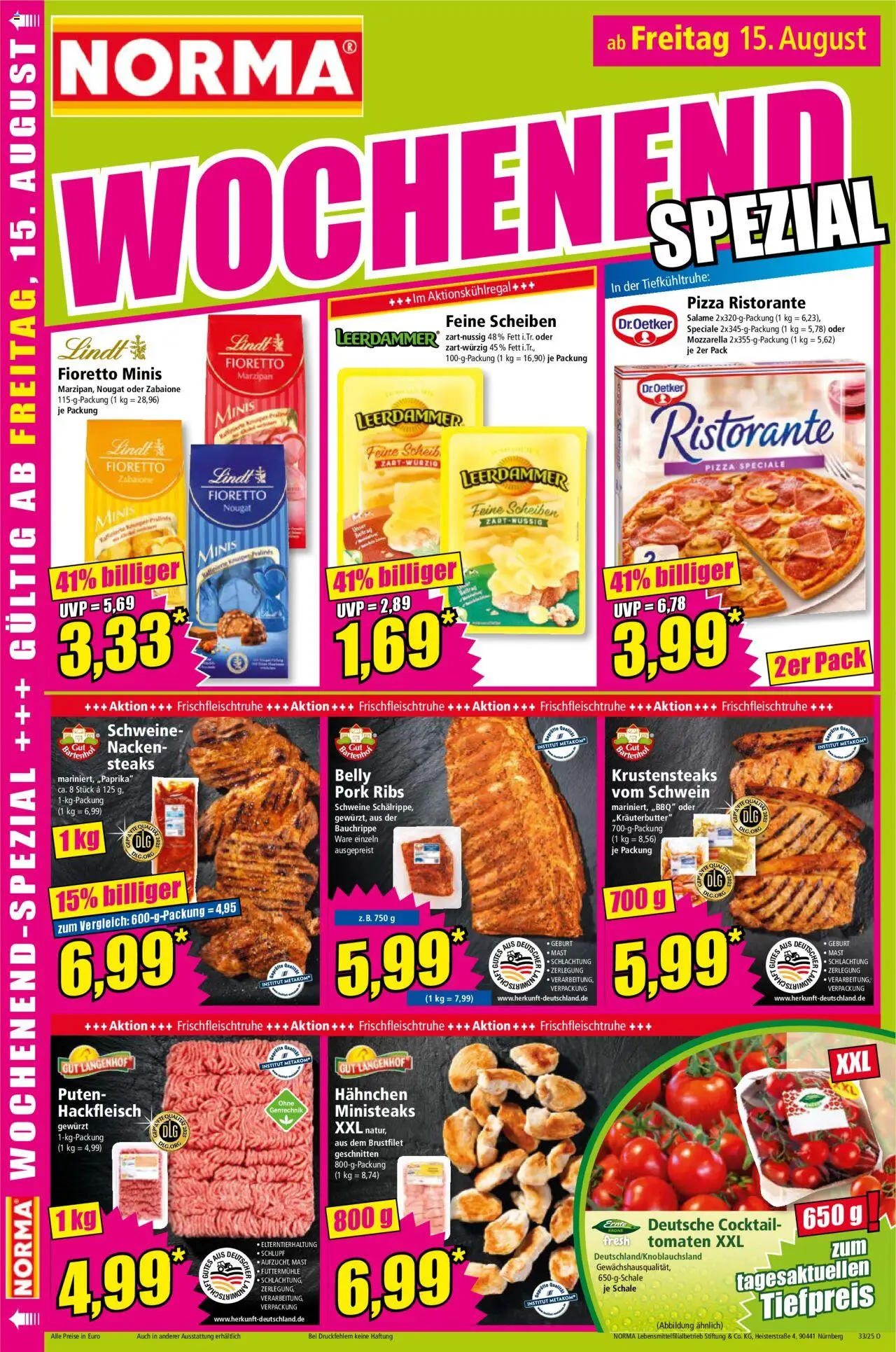 Norma Prospekt 	 - gültig ab dem 11.08.2025 | Seite: 16 | Produkte: Ristorante, Hahnchen, Leerdammer, Hackfleisch
