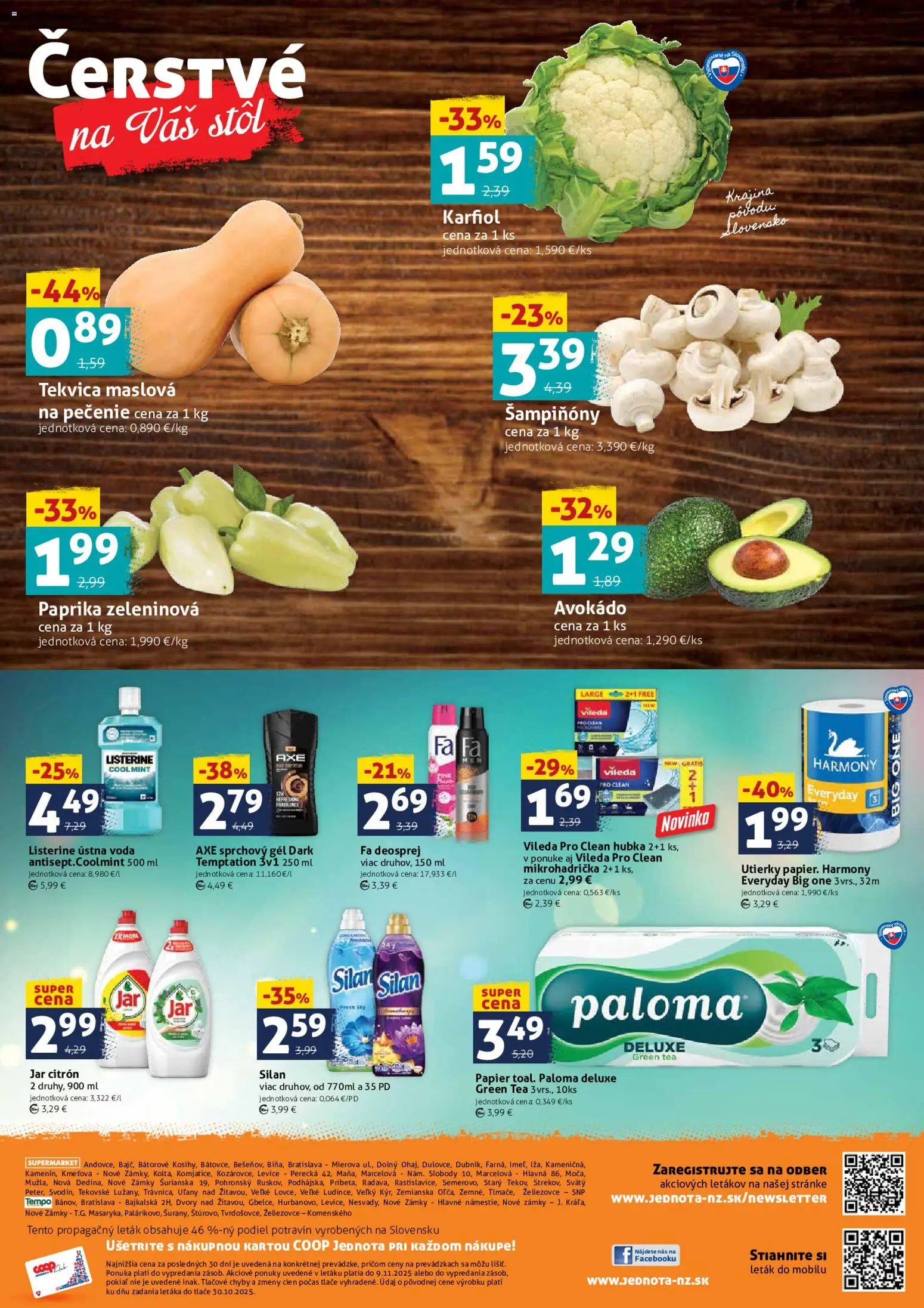 Nové COOP Jednota akcie – leták je platný od 07.11.2025 | Strana: 4 | Produkty: Stôl, Paprika, Silan, Voda