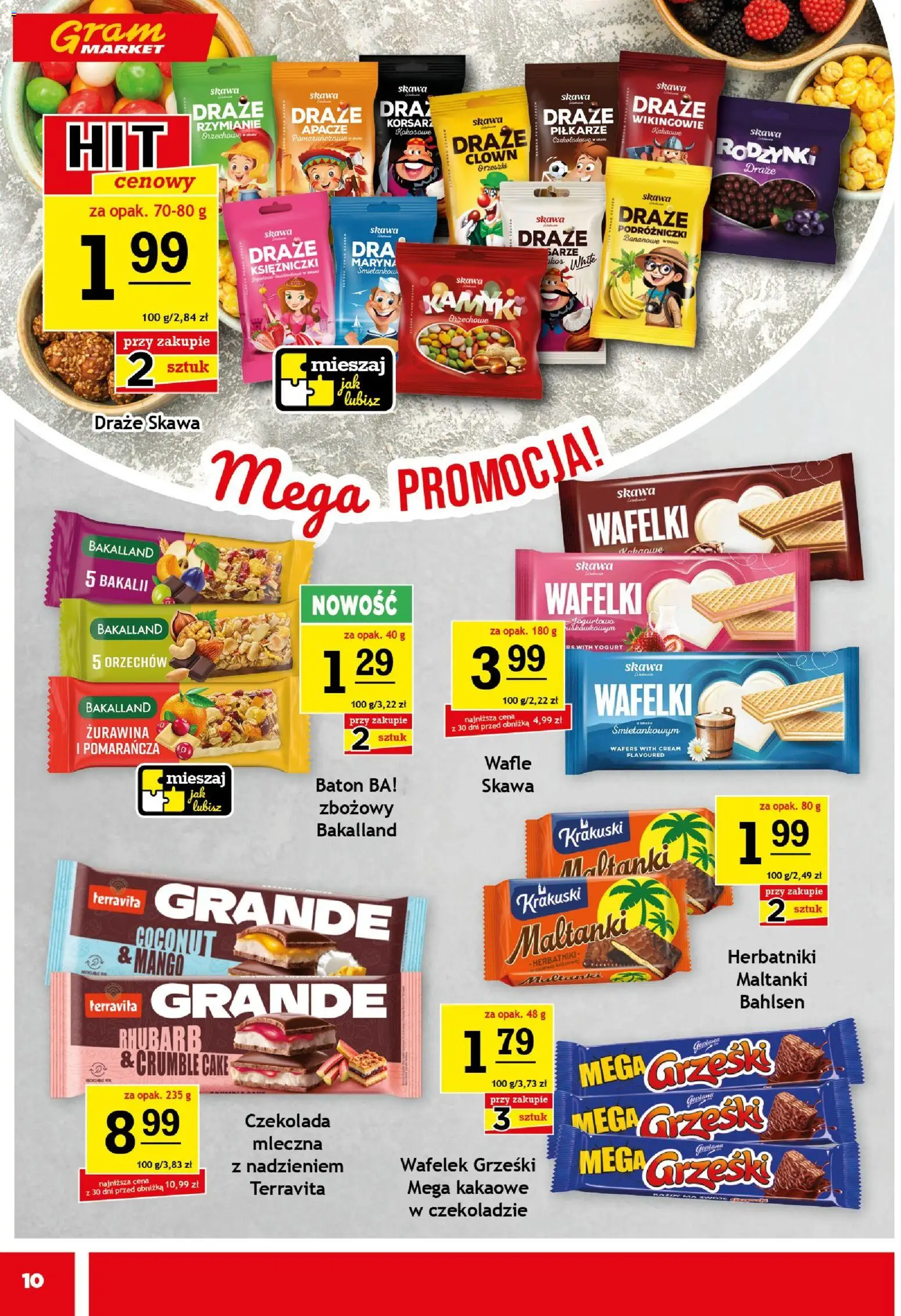 Gram Market Gazetka od 07.01.2026 | Strona: 10 | Produkty: Herbatniki, Baton, Czekolada, Rodzynki