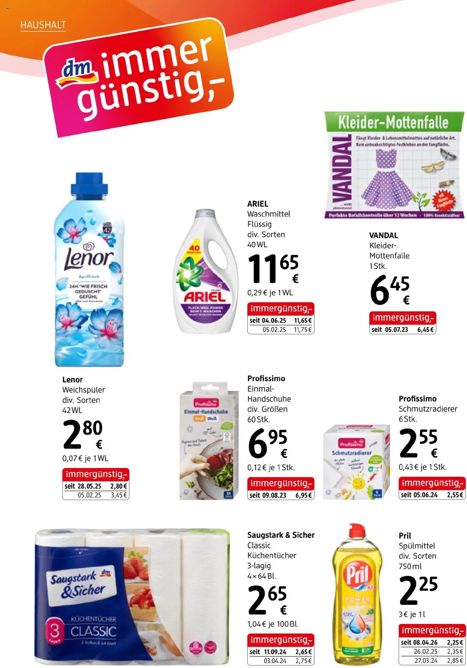 dm drogerie markt Journal Mai 2026 gültig ab 01.05.2026 | Seite: 22 | Produkte: Handschuhe, Weichspüler, Waschmittel