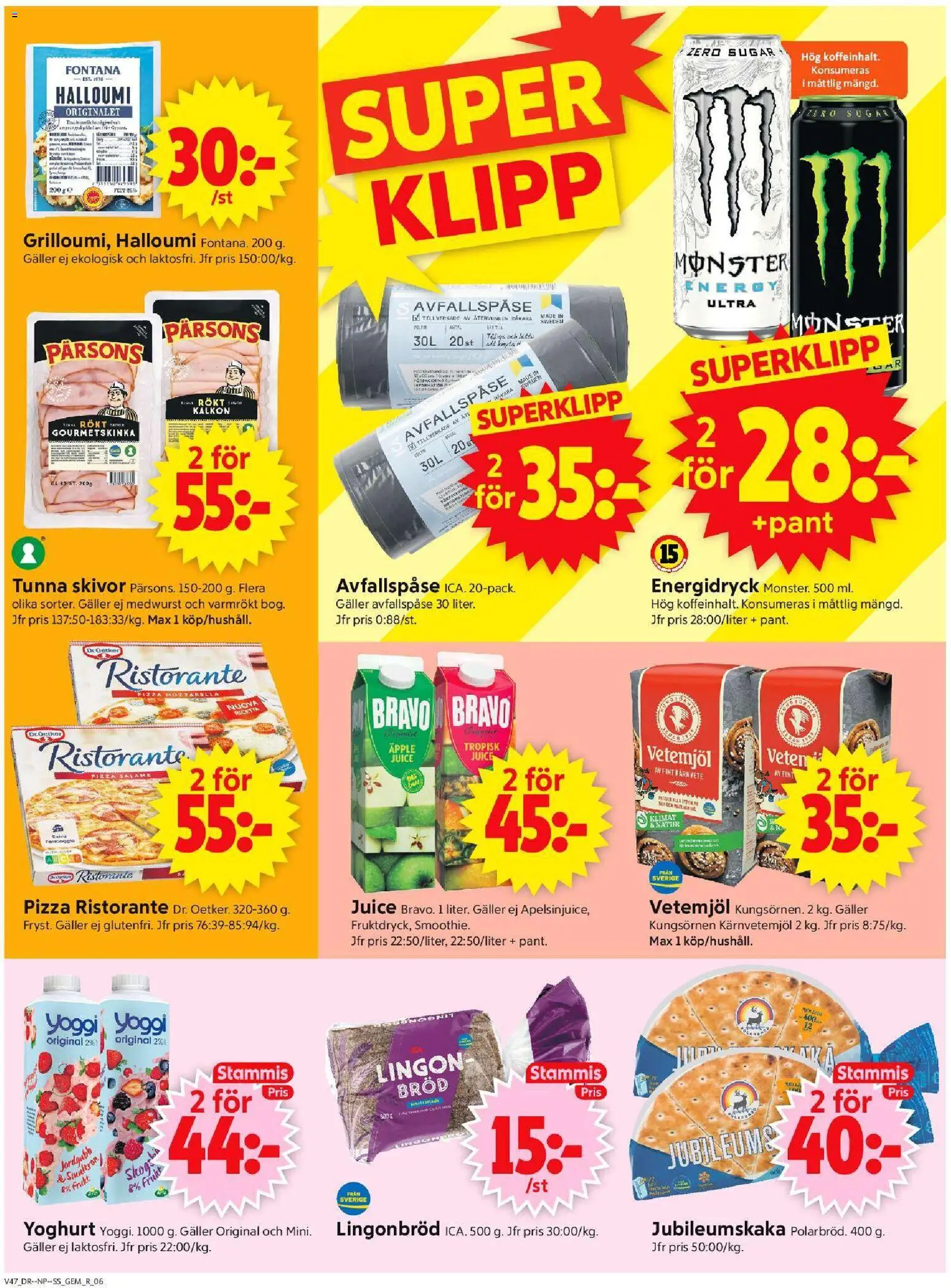 ICA Supermarket reklamblad aktuell från 17.11.2025 | Sida: 8 | Produkter: Gem, Halloumi, Energidryck, Äpple