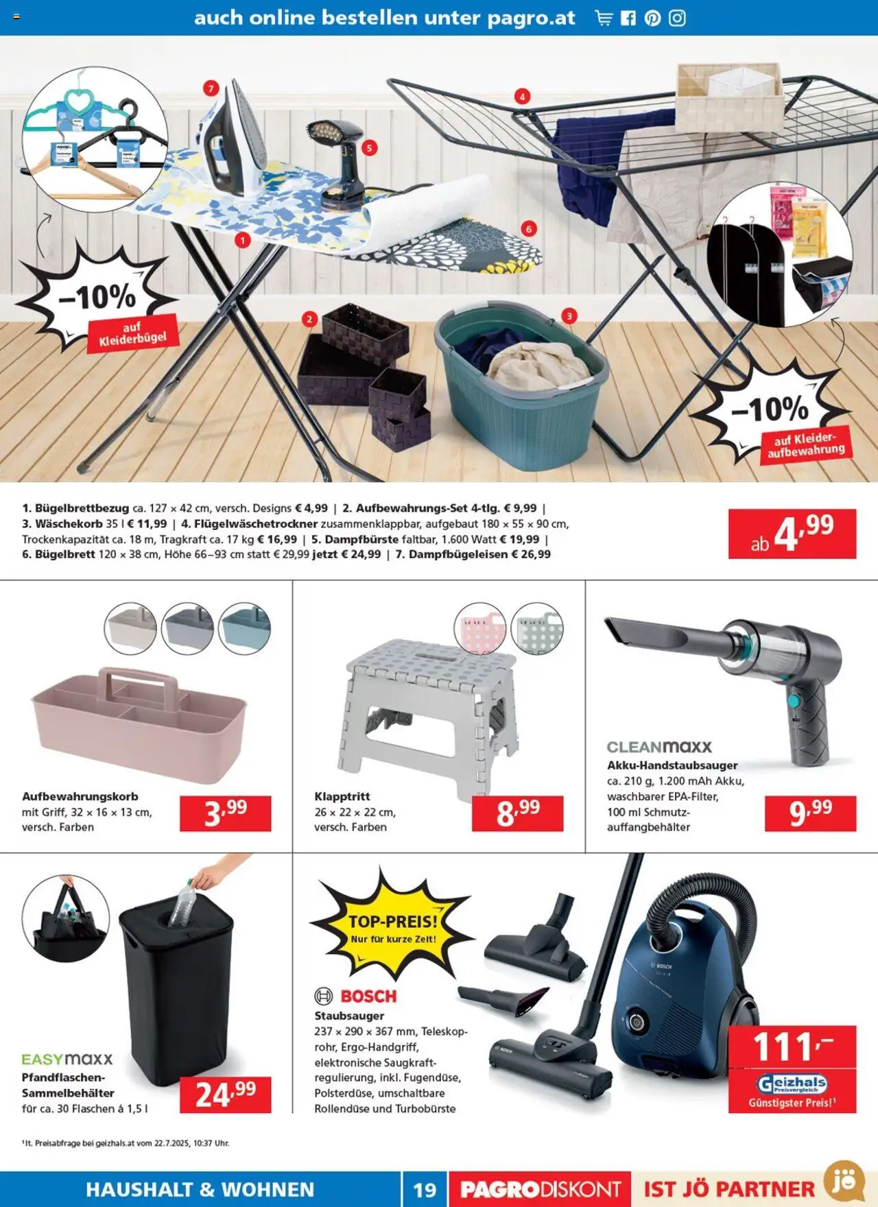 Pagro-Diskont Flugblatt gültig ab 07.08.2025 | Seite: 19 | Produkte: Staubsauger, Kleiderbügel