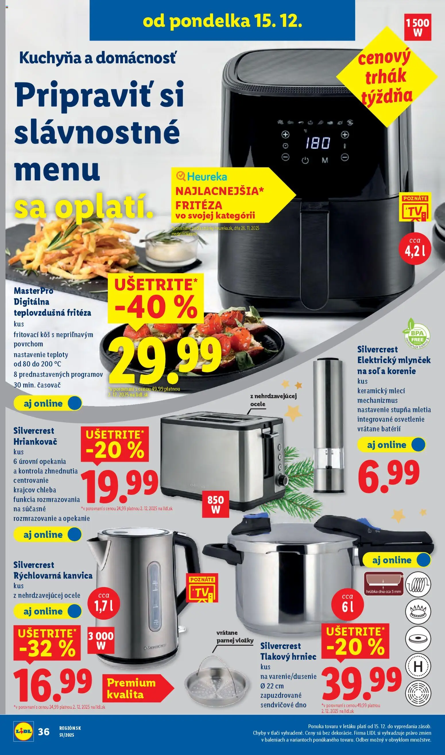 Nové Lidl akcie – leták je platný od 18.12.2025 | Strana: 88 | Produkty: Osvetlenie, Kuchyňa, Fritéza, Teplovzdušná frítéza