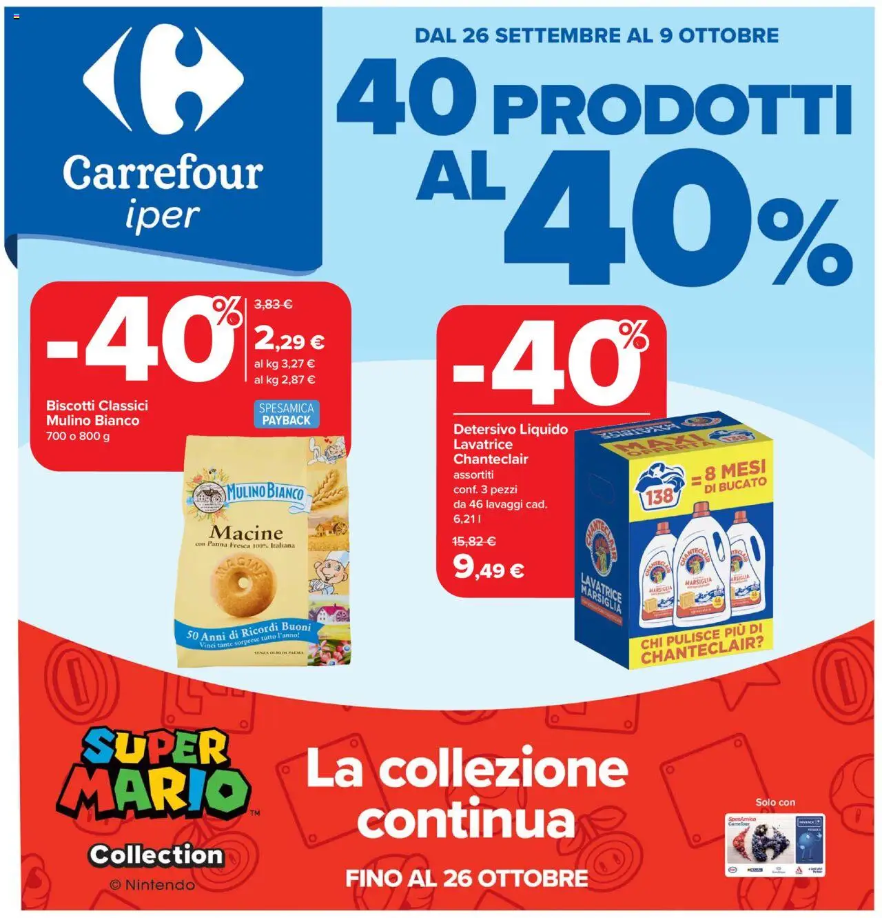 Volantino Carrefour del 26.09.2025 | Pagina: 1 | Prodotti: Panna, Biscotti, Olio, Lavatrice