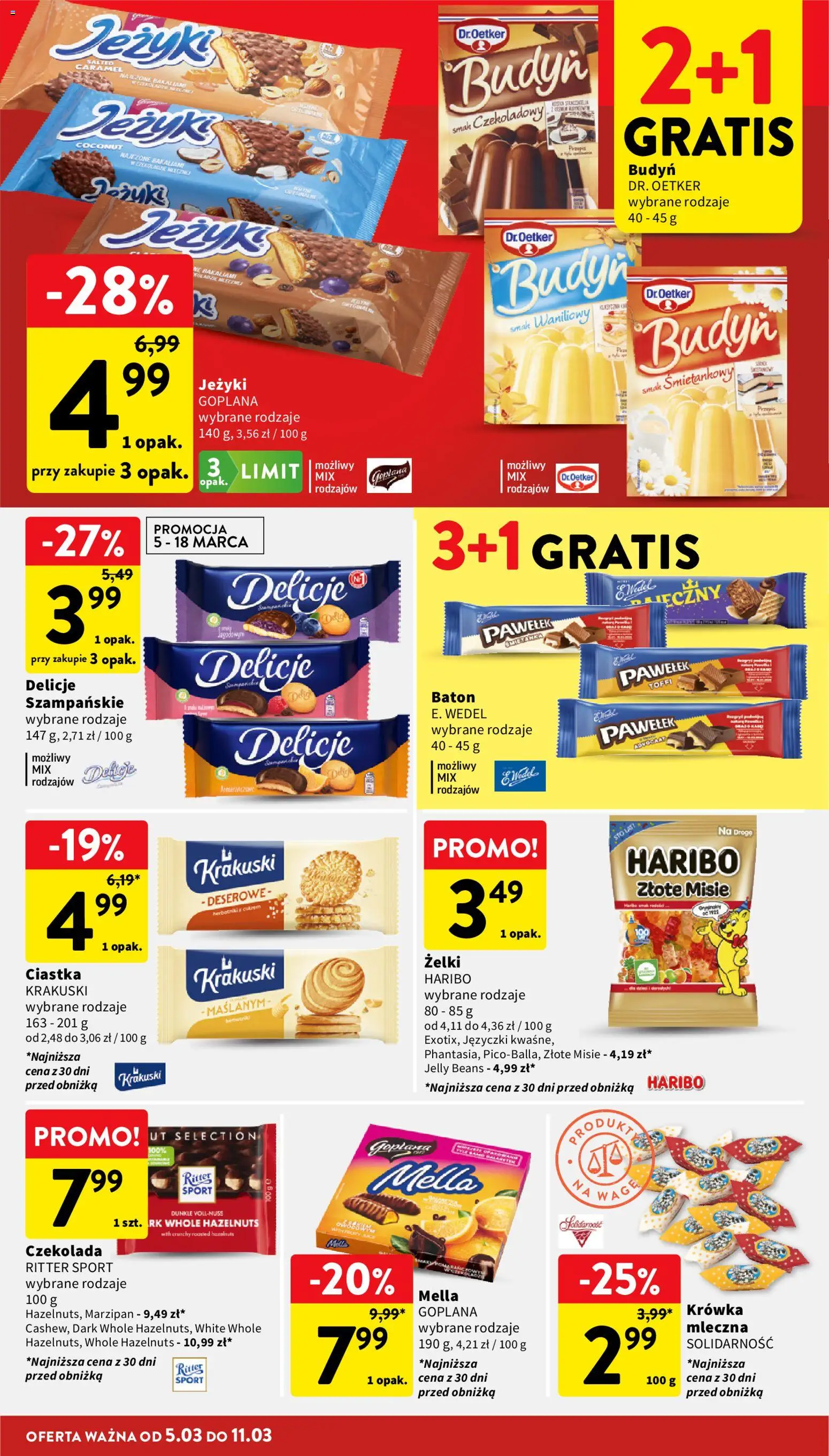 Intermarche gazetka od 05.03.2026 | Strona: 28 | Produkty: Baton, Żelki, Czekolada, Ciastka