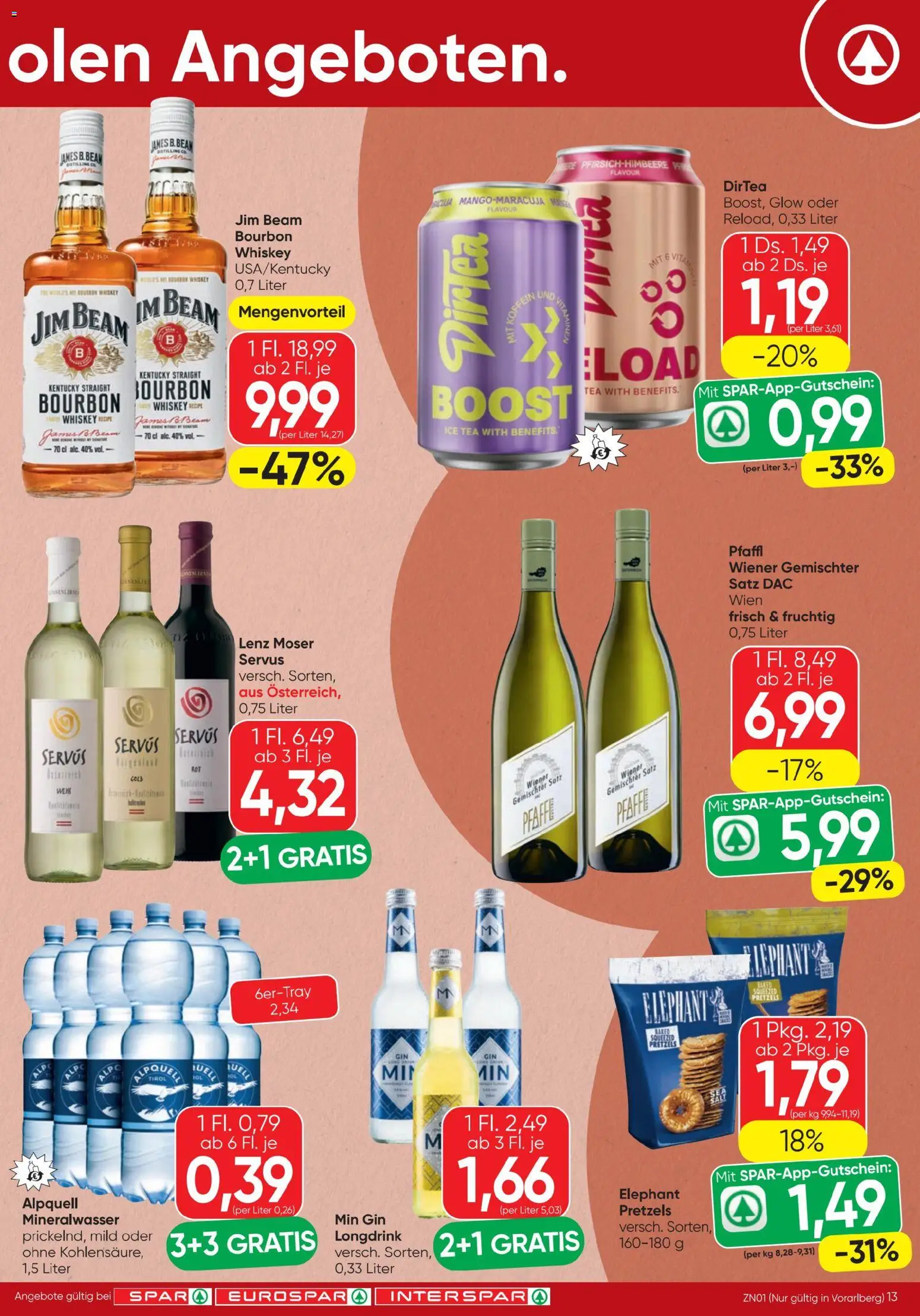 Spar - Flugblatt gültig ab 23.04.2026 | Seite: 13 | Produkte: Gin, Whiskey, Bourbon