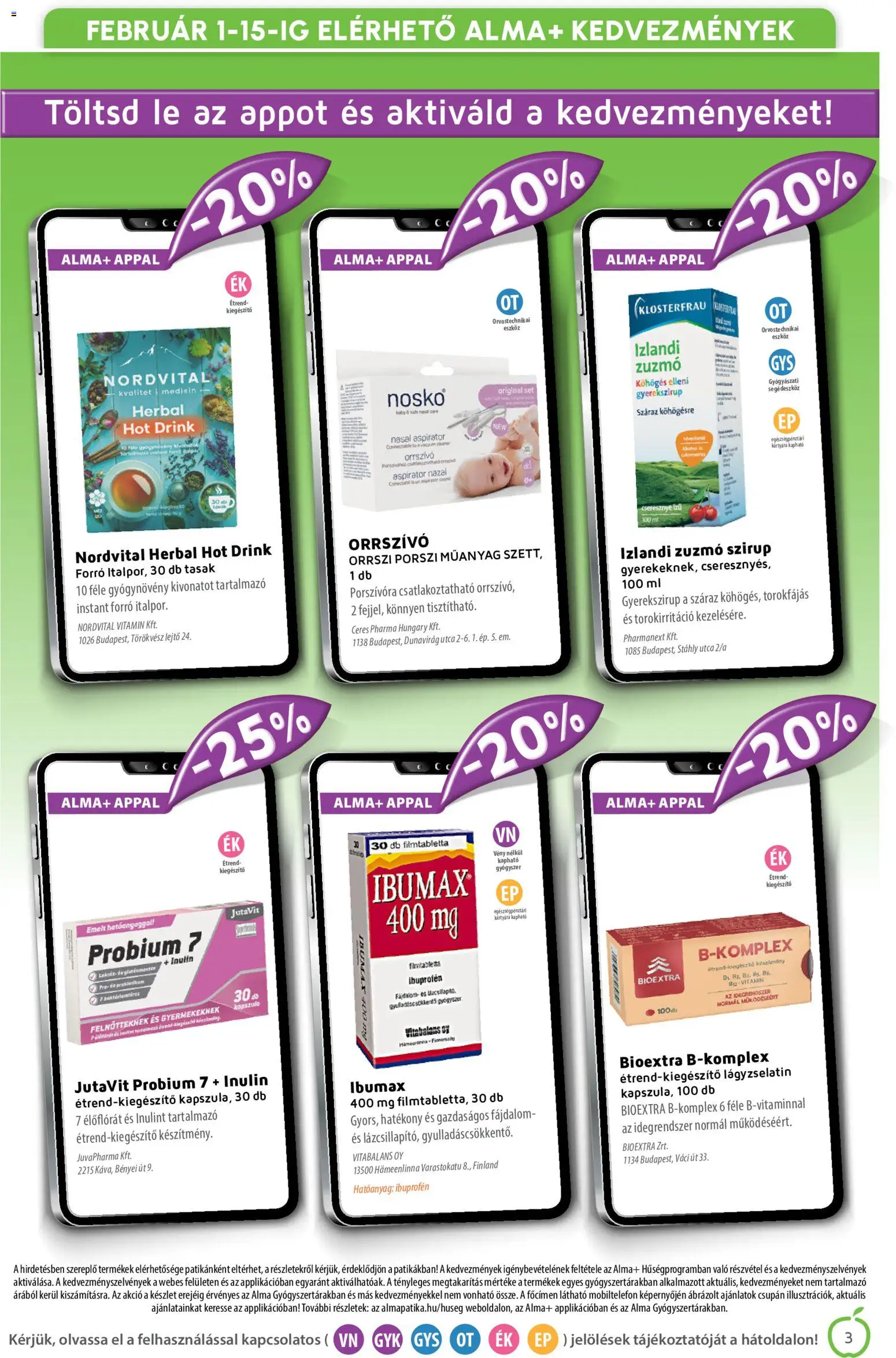 Alma Gyógyszertárak akciós ujság - amely érvényes a következő dátumtól: 01.02.2026 | Oldal: 3 | Termékek: Cseresznye, Alma