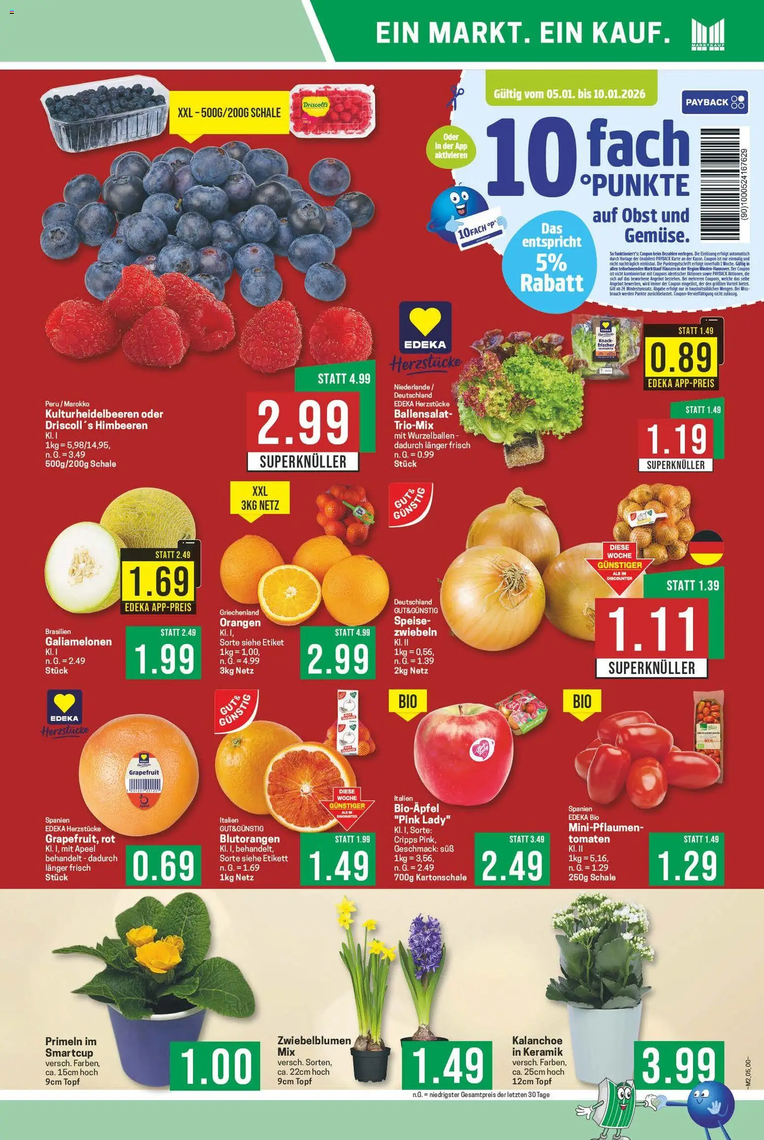 Marktkauf Prospekt 	 – gültig ab 05.01.2026 | Seite: 5 | Produkte: Himbeeren, Tomaten, Grapefruit, Zwiebeln