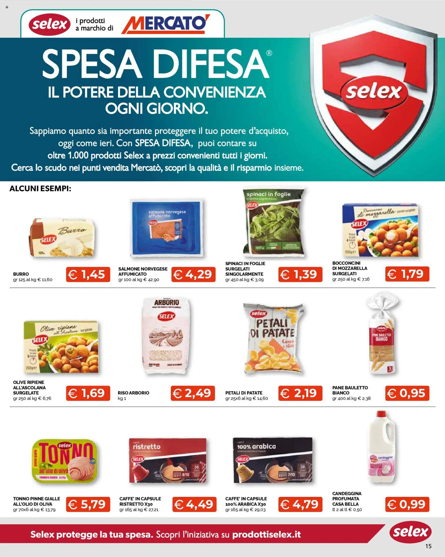 Volantino Mercatò del 12.01.2026 | Pagina: 15 | Prodotti: Salmone, Candeggina, Mozzarella, Olive