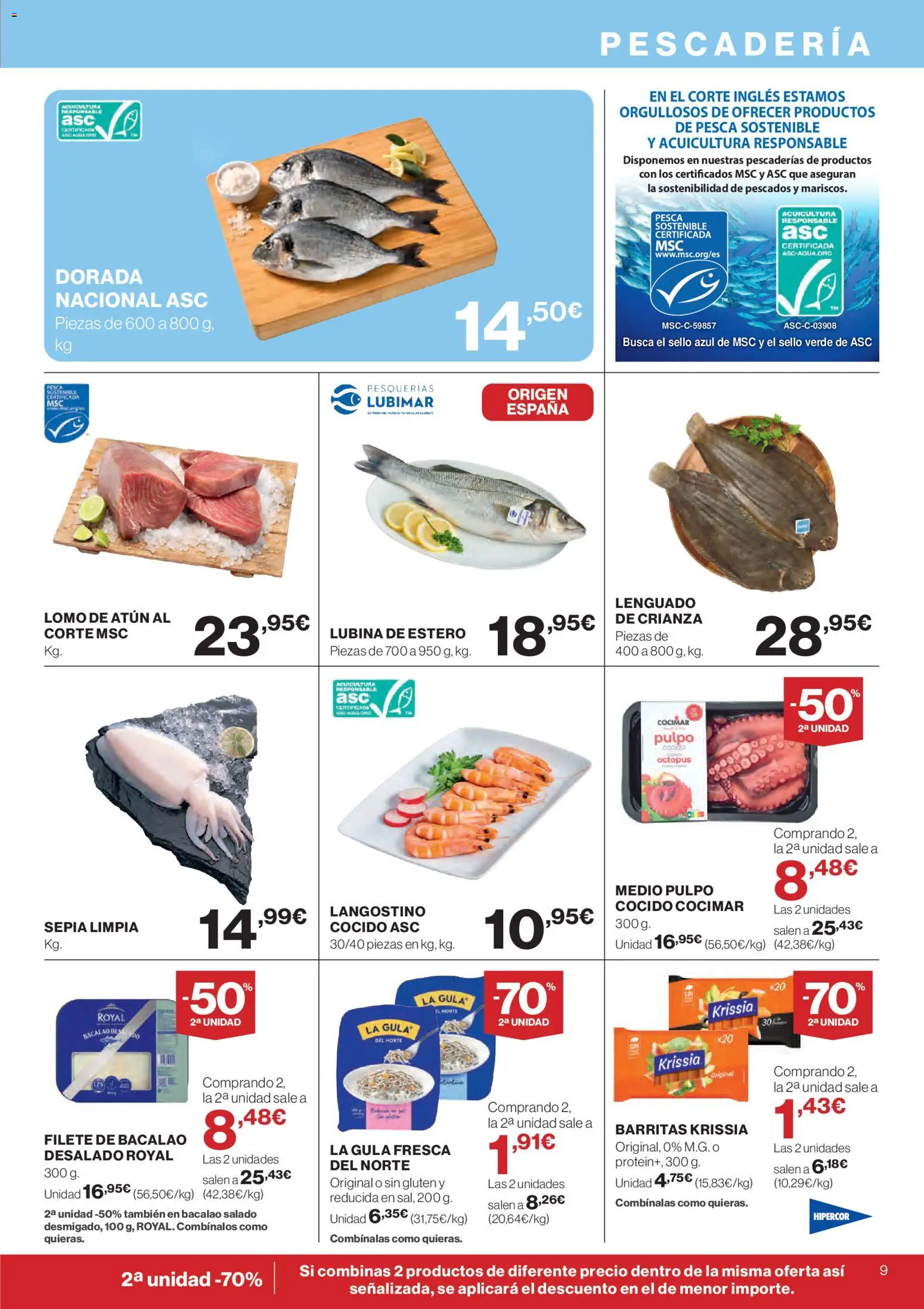 Hipercor catálogo │ válido desde el 12.02.2026 | Página: 9 | Productos: Filete, Langostino