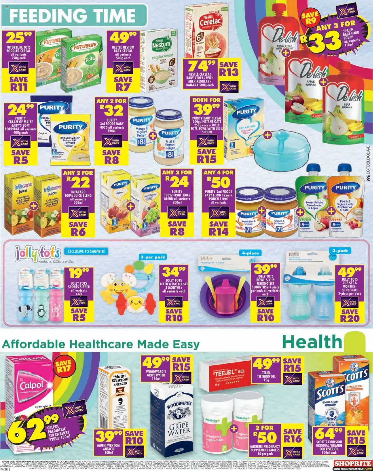 New Shoprite catalogue – valid from 22.09.2025 | Page: 4 | Products: Raspberries, Juice, Water, Peach