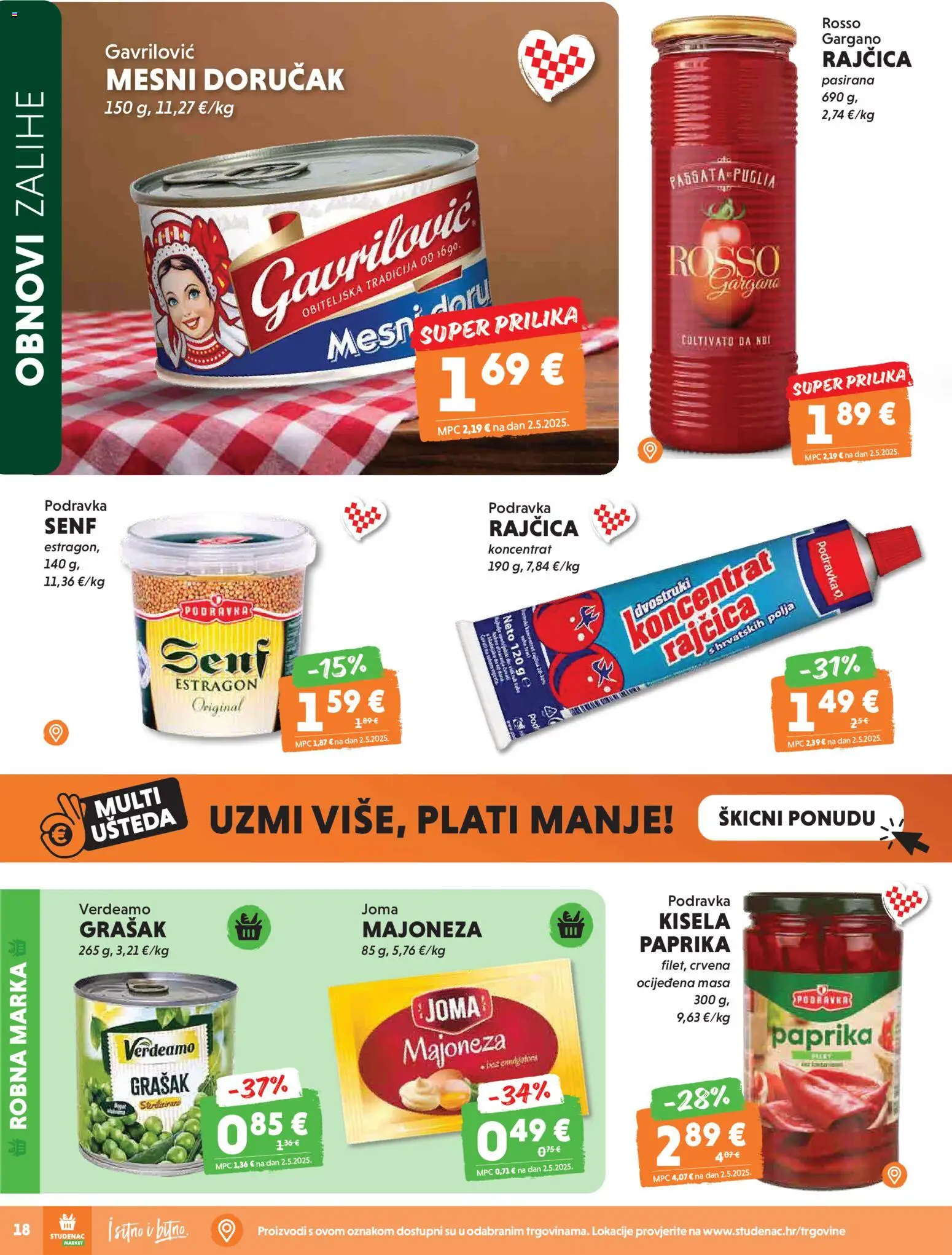 Studenac katalog | vrijedi od 15.04.2026 | Stranica: 18 | Proizvodi: Podravka, Paprika, Rajčica, Senf