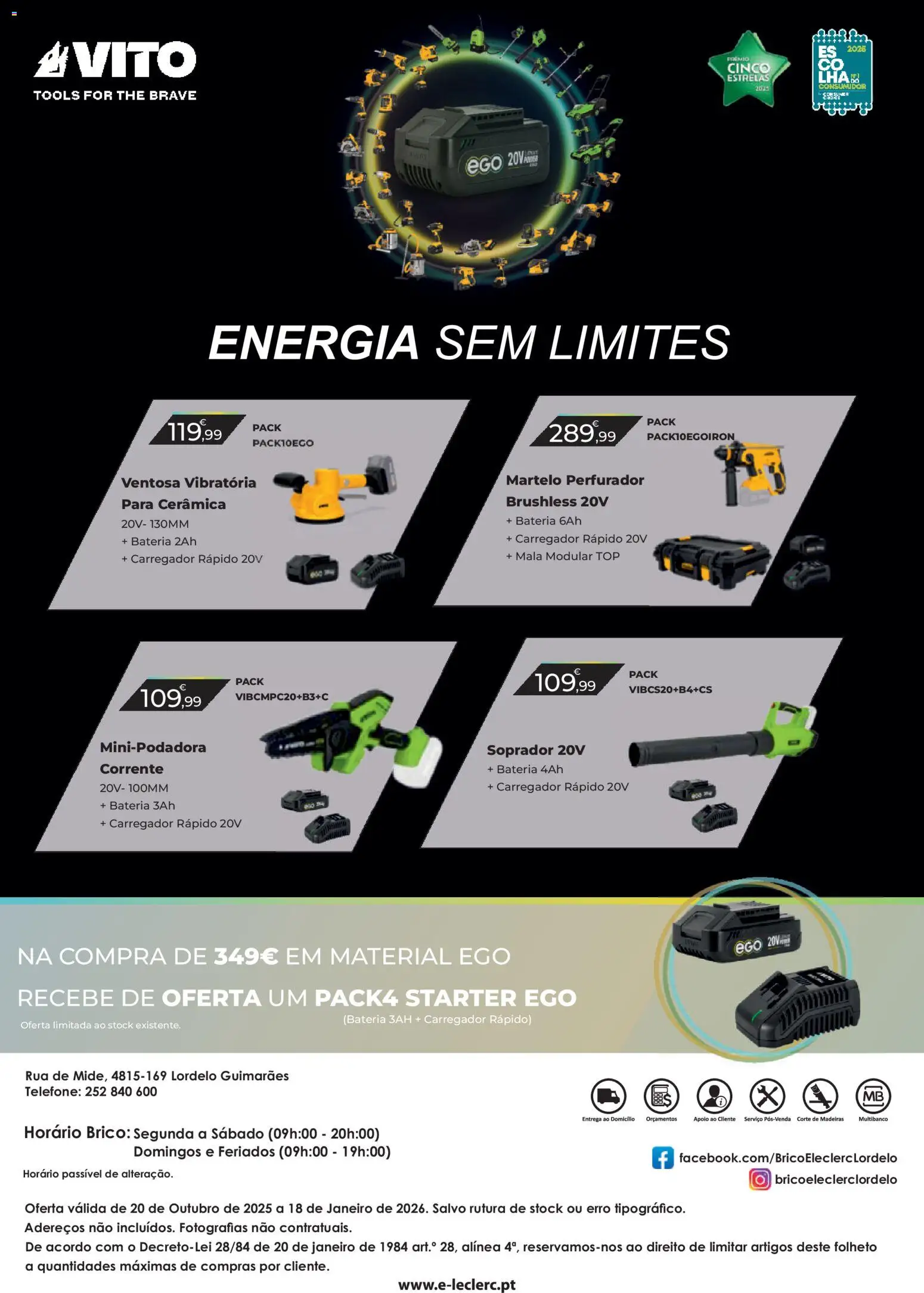 E.Leclerc Especial Aquecimento Lordelo │ válido de 20.10.2025 | Página: 40 | Produtos: Telefone, Top, Madeiras, Bateria